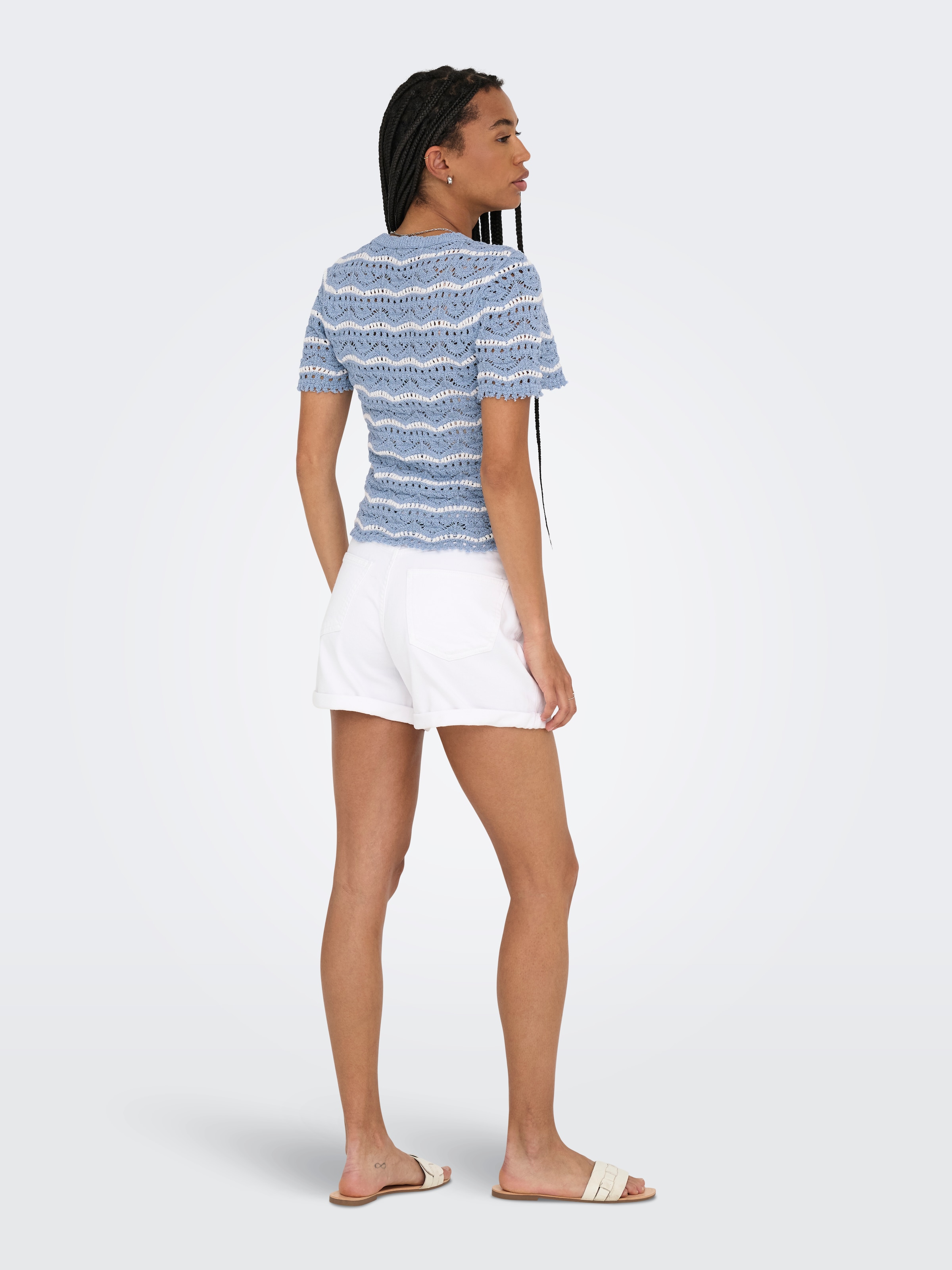 ONLY Kurzarmpullover »ONLANNASOFIA LIFE SS STRIPE O-NECK KNT«