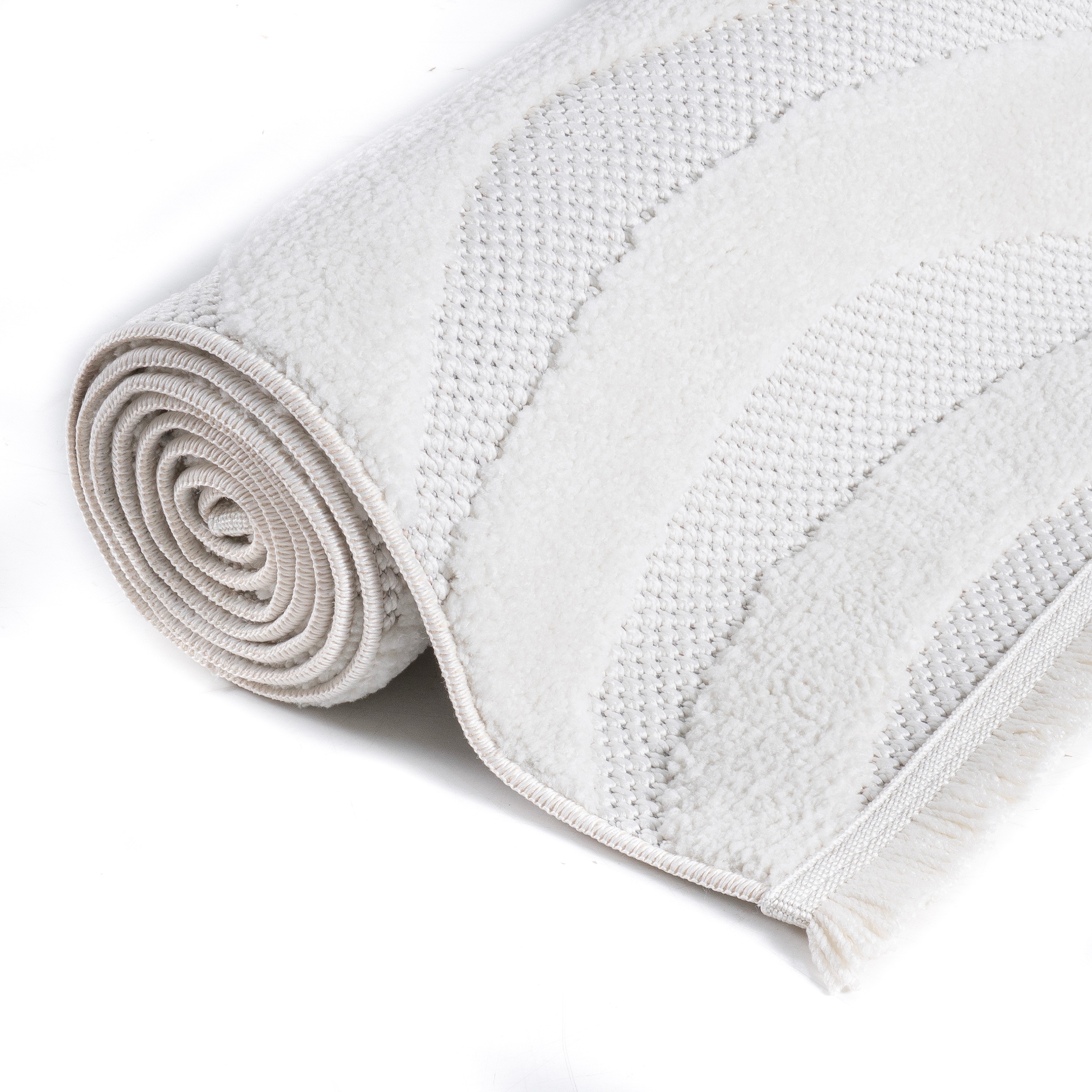 OTTO home Teppich »Samelia mit Fransen, Wellendesign, Balkon, Camping« rechteckig 6 mm Höhe Hoch-Tief-Struktur, In- und Outdoor geeignet für Küche oder Esszimmer