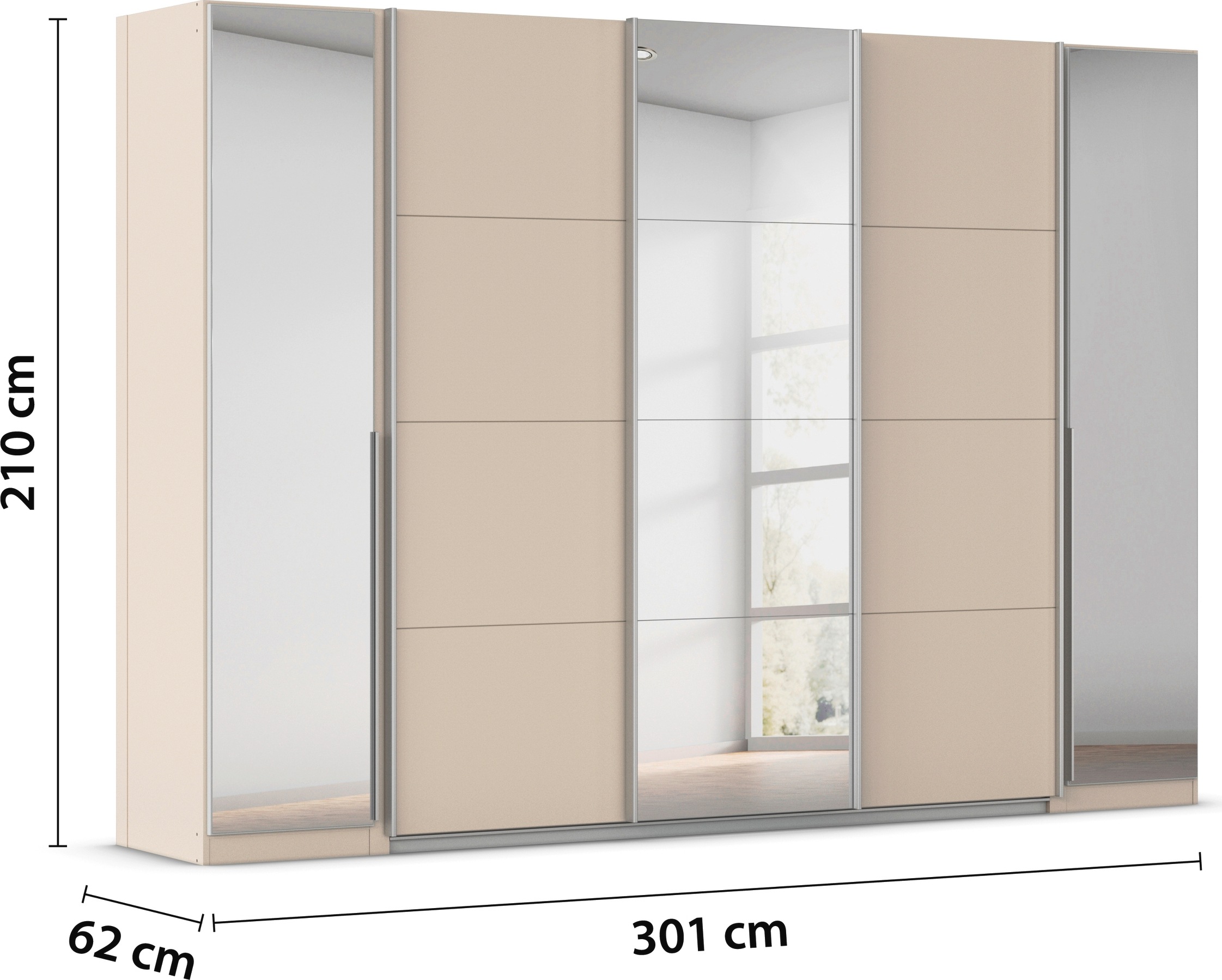 rauch Schwebetürenschrank »Agordo«, (im angesagten Mix aus Dreh- und Schwebetüren), optional mit Spiegel und zwei Griff-Farben MADE IN GERMANY