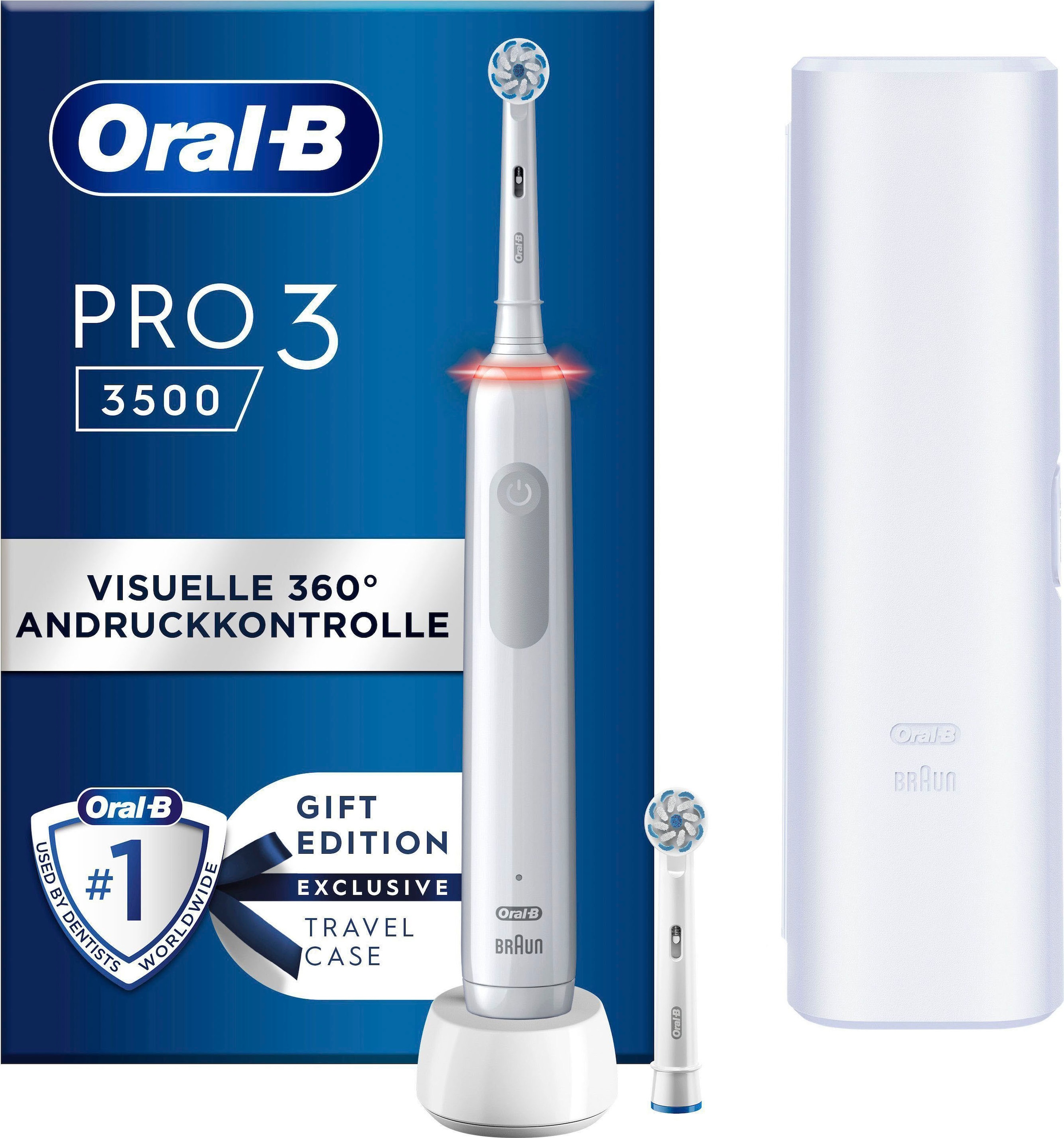 Oral-B Elektrische Zahnbürste »Pro 2 Jahren XXL Aufsteckbürsten, 3 3 Garantie 3 3500«, St. mit Putzmodi