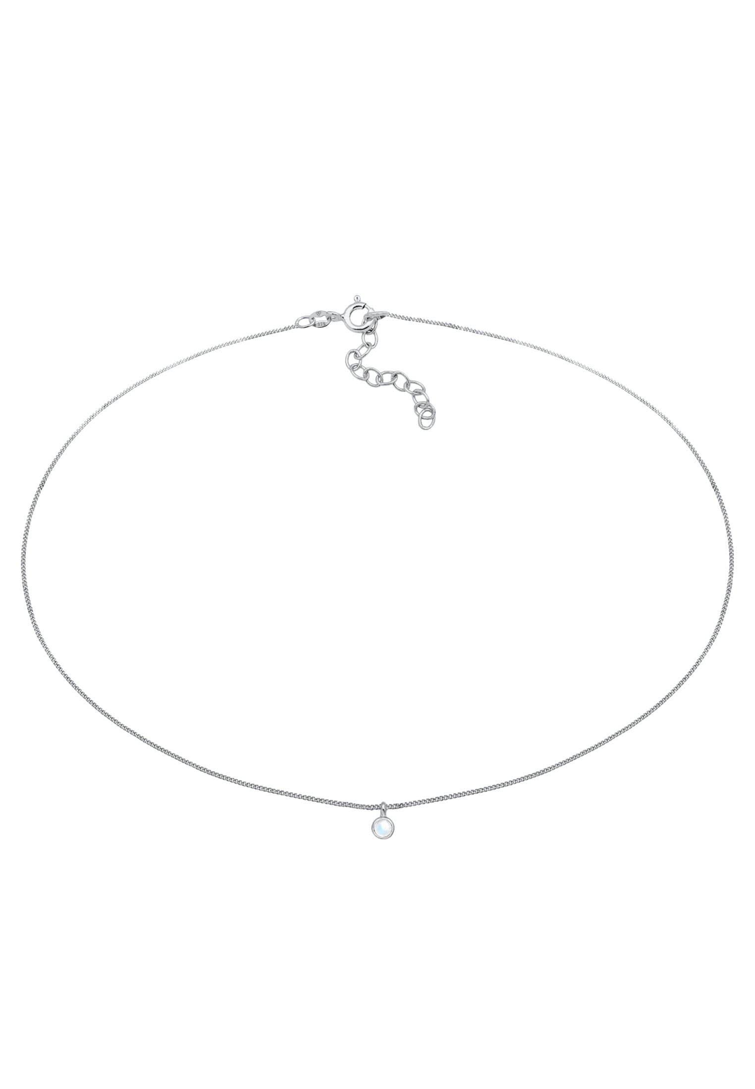 Elli Choker »Halskette Choker mit Anhänger Mondstein Rund 925 Silber«