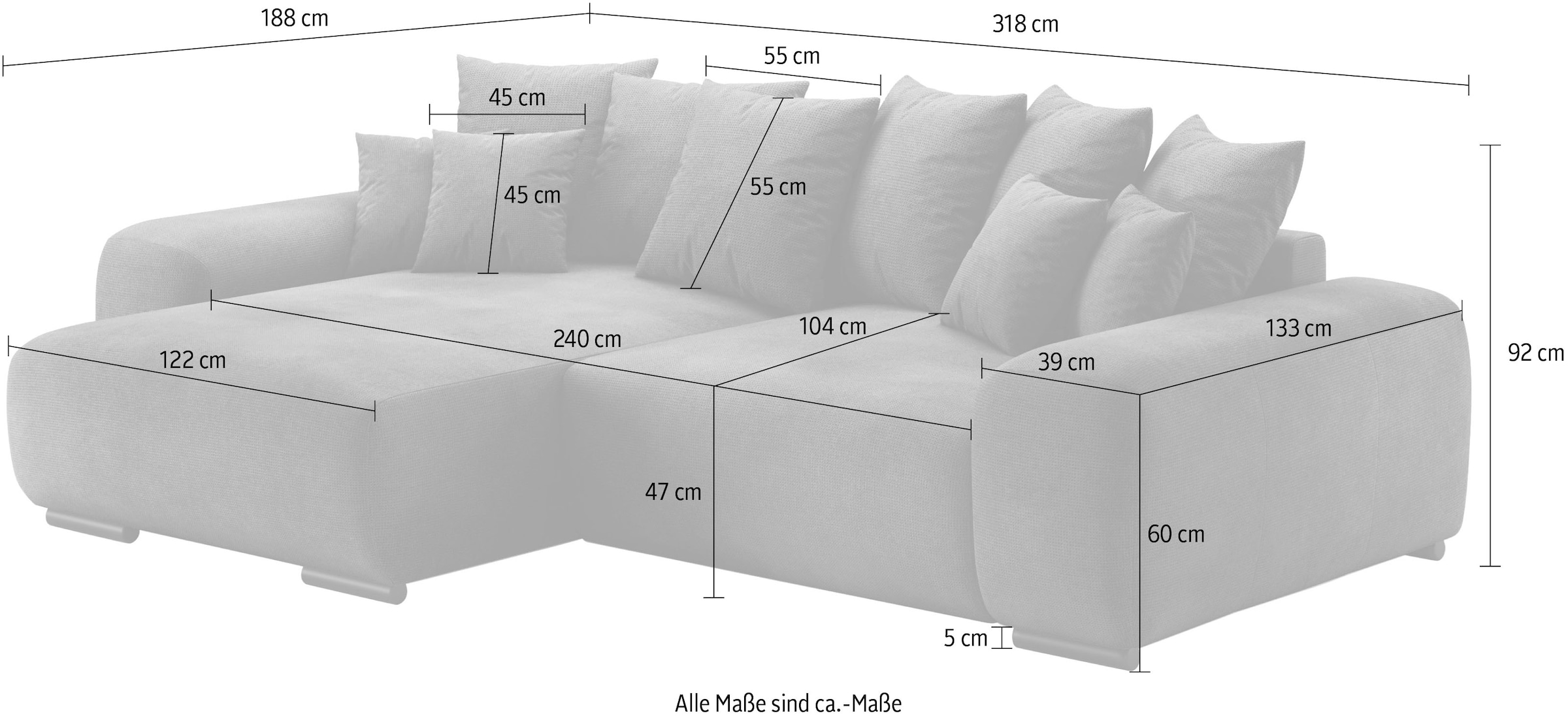 Mr. Couch Ecksofa »Sundance L-Form«, Dauerschläfer mit EasyBett-Schlaffunktion, Bettkasten
