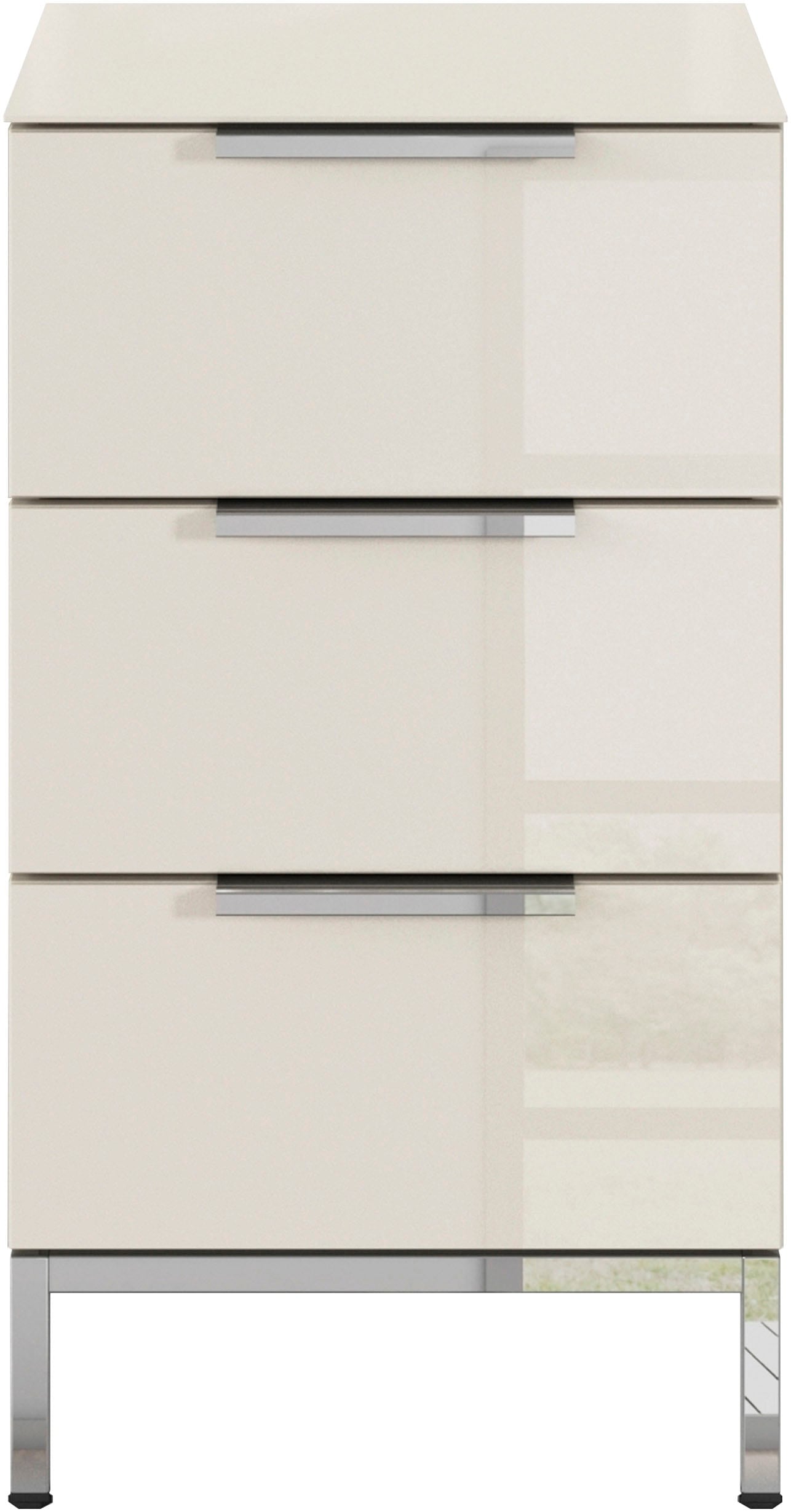 rauch Nachtkommode »Nachttisch Nachtschrank Nachtkonsole FLIPP mit Glasfront« Breite 40 cm,  mit 3 Schubladen und Soft-Close-Funktion, Oberboden und Front Glas