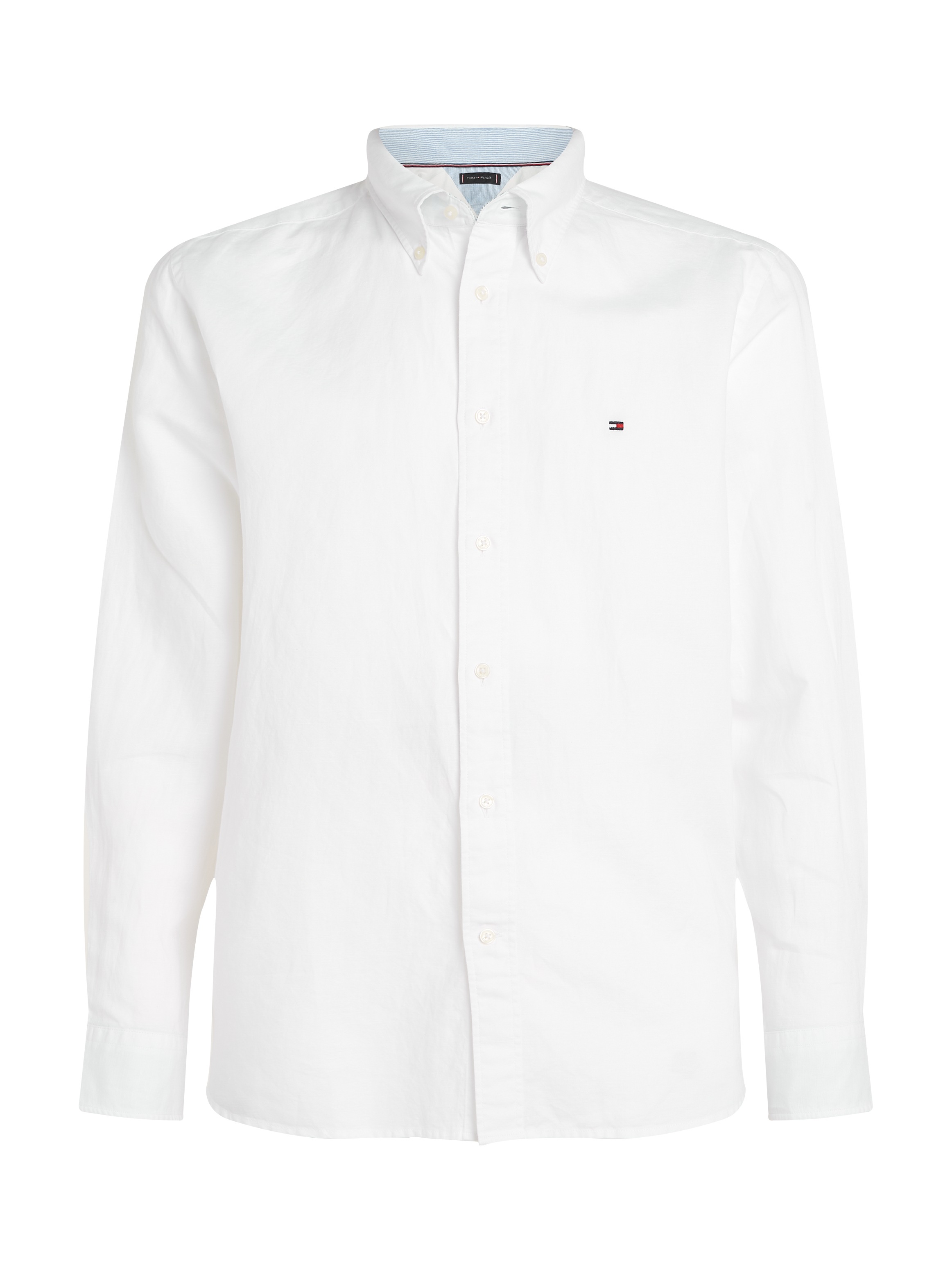 Tommy Hilfiger Langarmhemd »LINEN BLEND SOLID RF SHIRT«, mit Button-down-Kragen