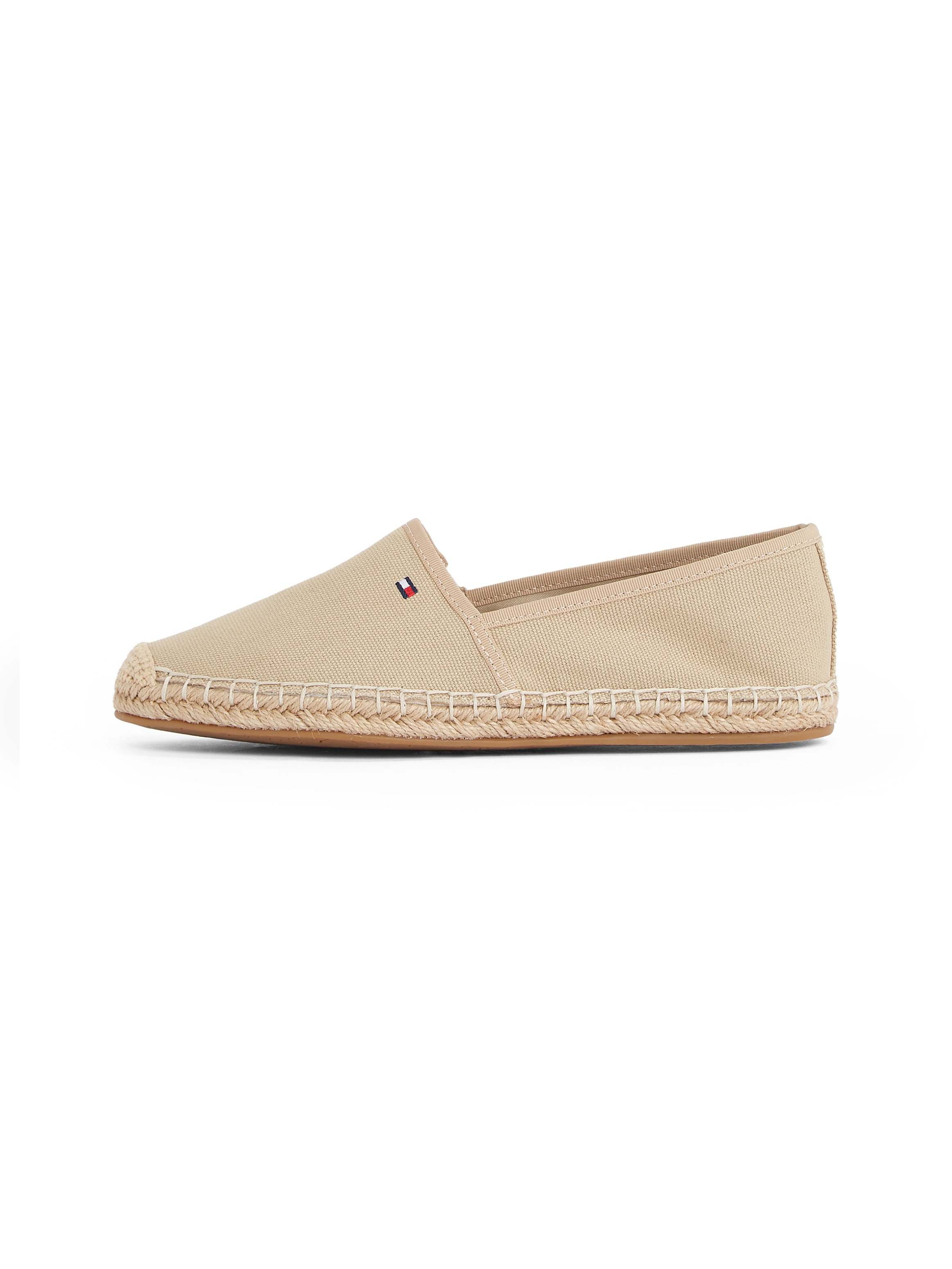 Tommy Hilfiger Espadrille »FLAG CANVAS ESPADRILLE«, Slipper, Flats, Bequemschuh mit Bastbezug und Ziernähten