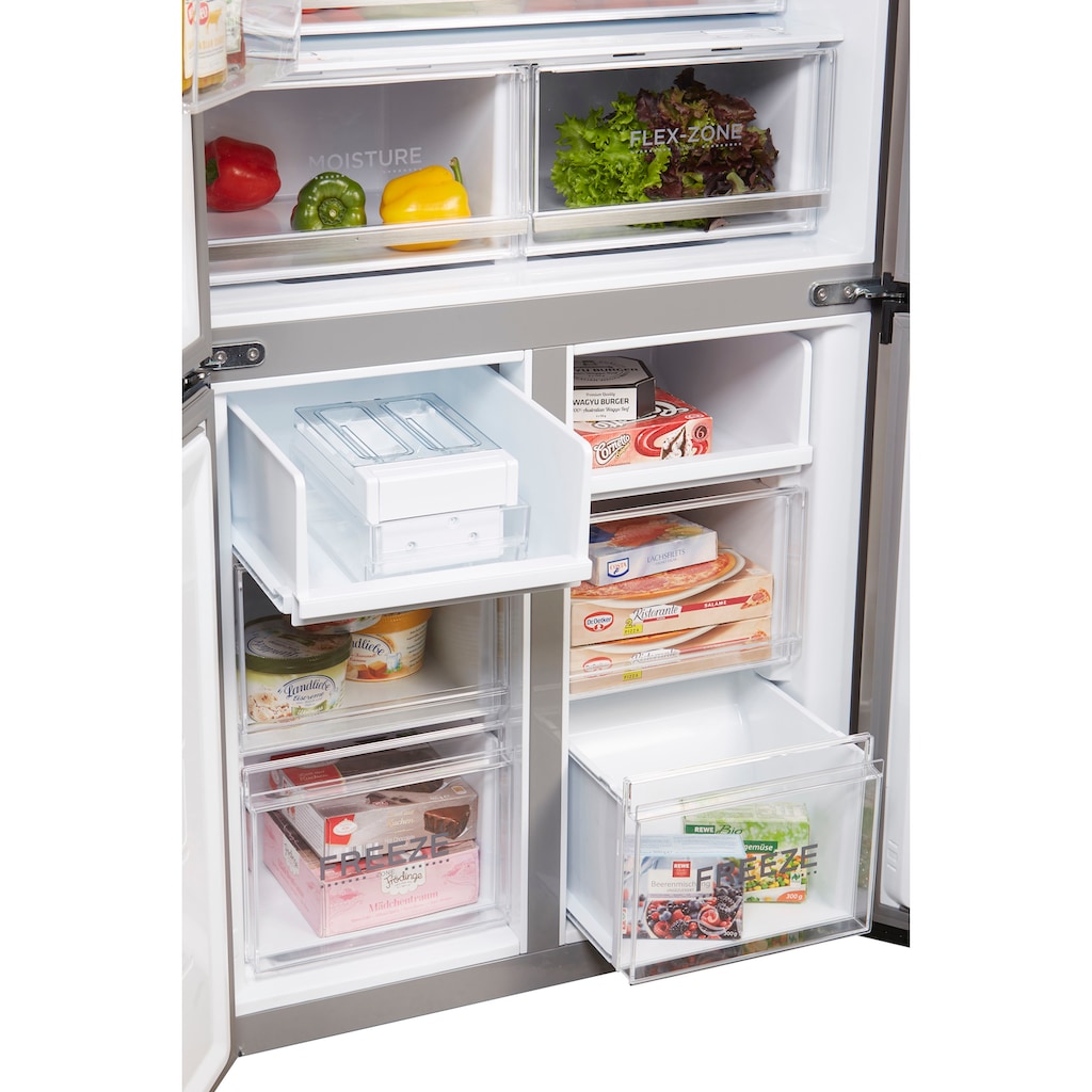 Hanseatic Multi Door »HCD18983E«, HCD18983EI, 189,8 cm hoch, 83,3 cm breit, NoFrost, FreshZone, QuickCool, Türalarm, Display