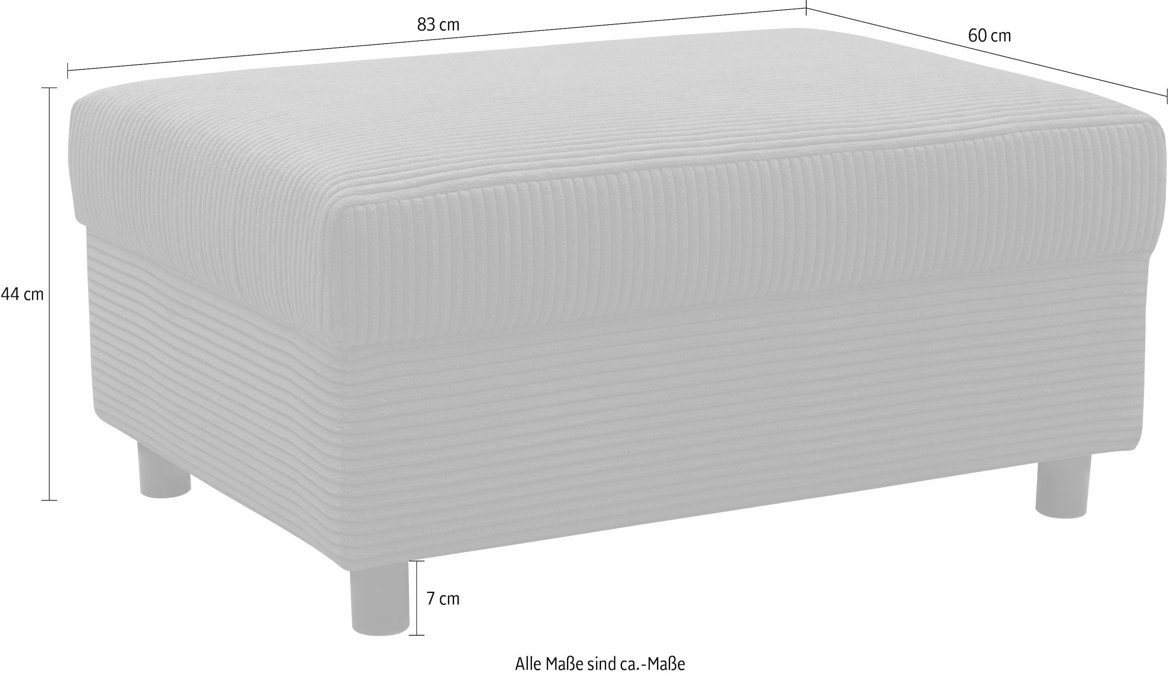 INOSIGN Polsterhocker »Turah 2 in Cord oder wasserabweisender Microfaser,«, moderner Polsterhocker, passend zum Ecksofa, B/T/H: 83/60/44 cm
