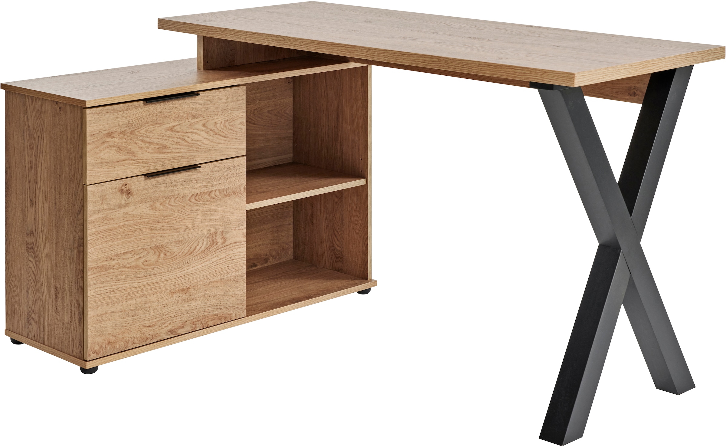Jahnke Eckschreibtisch »X-CLUB C 40 E«, (1 St.), Eckschreibtisch, wechselseitig montierbar, X-Gestell