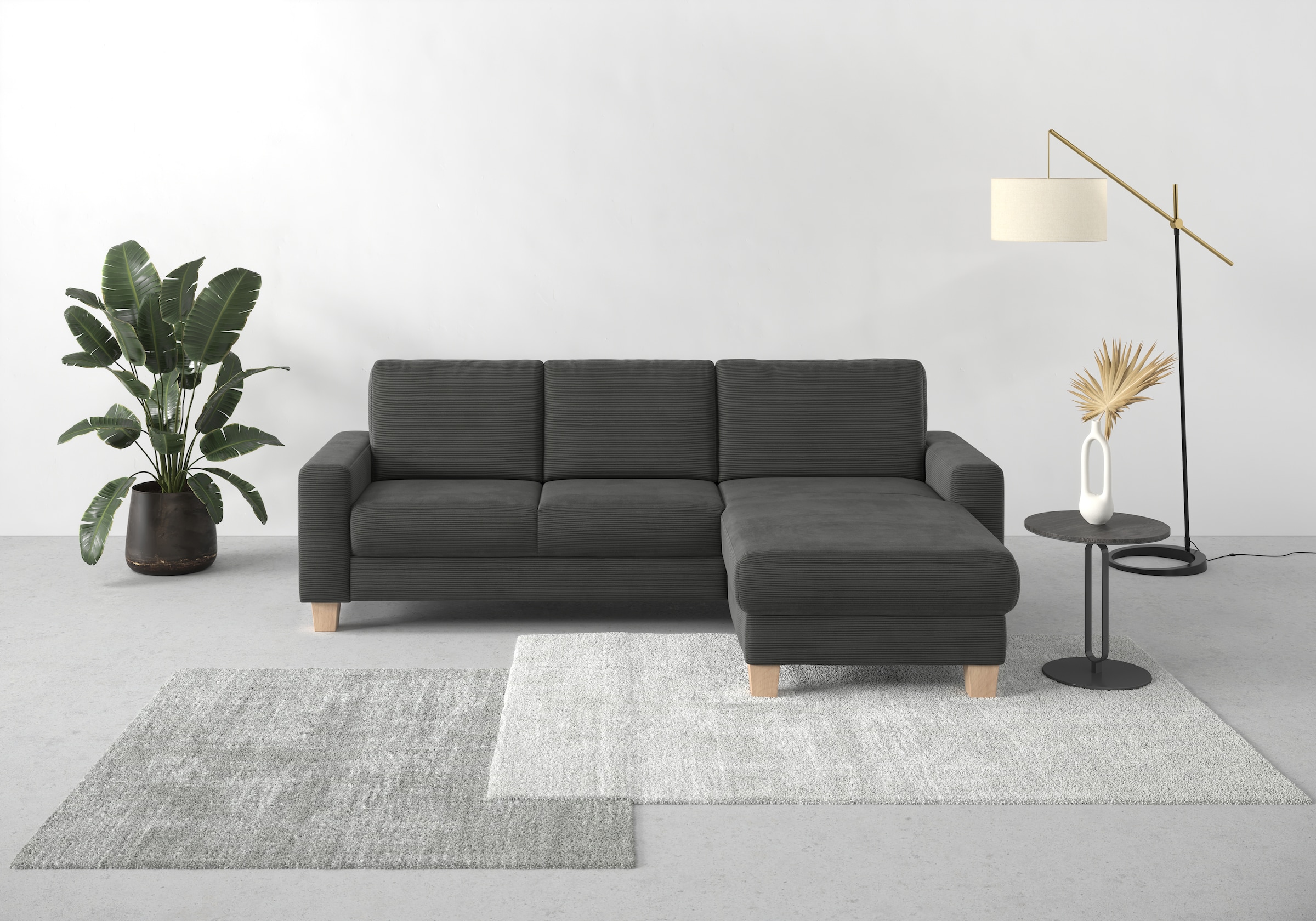Home affaire Ecksofa »Summer L-Form« mit Recamiere, mit oder ohne Bettfunktion und Bettkasten, Cord-Bezug