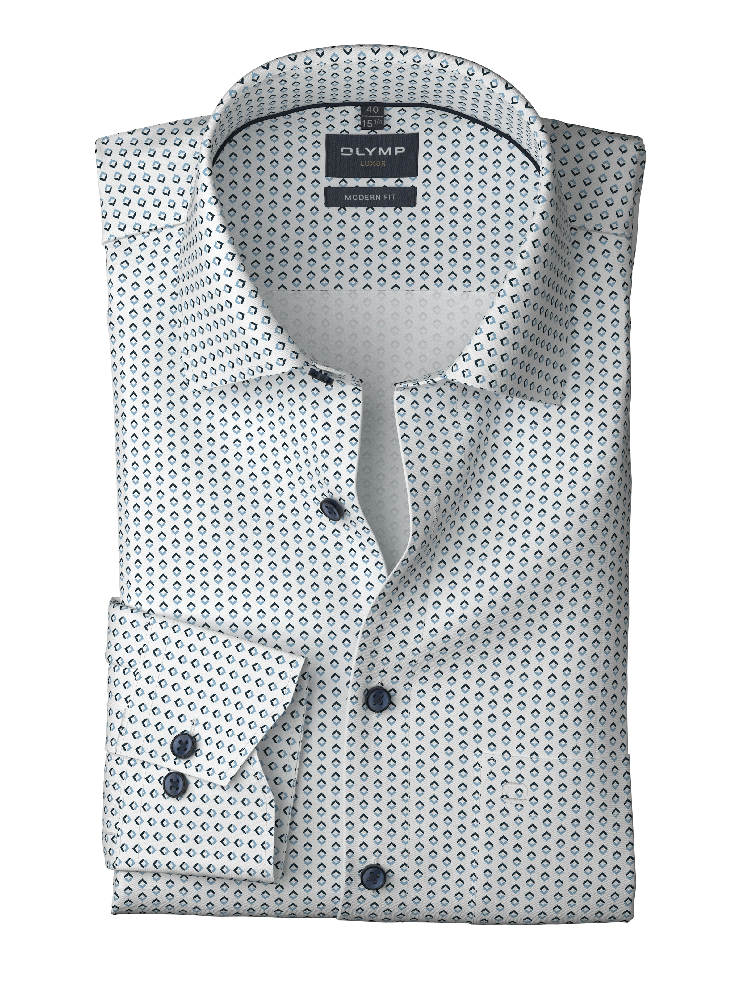 OLYMP Langarmhemd »Luxor« graphisches Muster, modern fit, Businesshemd, New-Kentkragen
