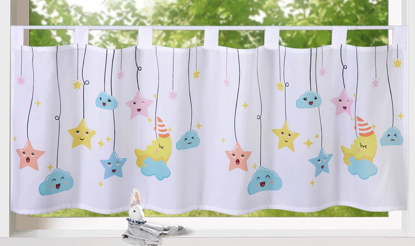 Weckbrodt Scheibengardine »Emma«, (1 St.), Bistro, Voile, Kinder, bedruckt, HxB 45x120cm, Gardine, Store