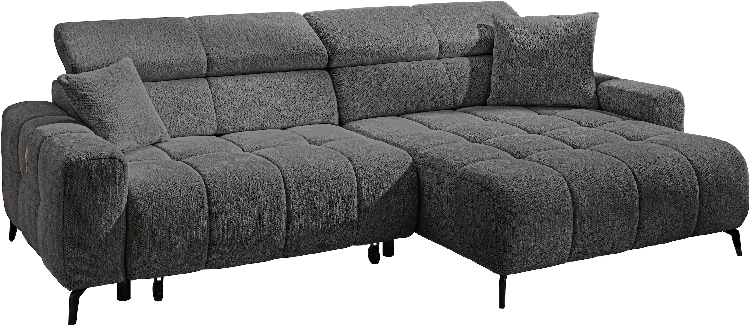 Jockenhöfer Gruppe Ecksofa »Racer, L-Form, B: 290cm, mit 60 cm elektrischer Sitztiefenverstellung« 140kg Belastbarkeit je Sitz, verstellbaren Kopfstützen, USB-Ports