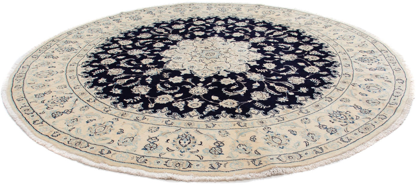 Wollteppich »Nain - 9la Blumenmuster Blu scuro 90 x 60 cm«, rechteckig, Handgeknüpft