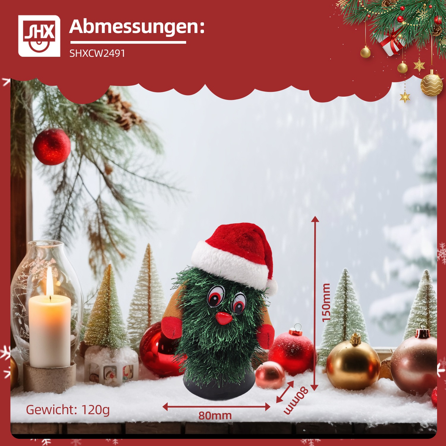 SHX Weihnachtsfigur »Tanzender Weihnachtsbaum«, Bewegung, traditionelles Weihnachtslied