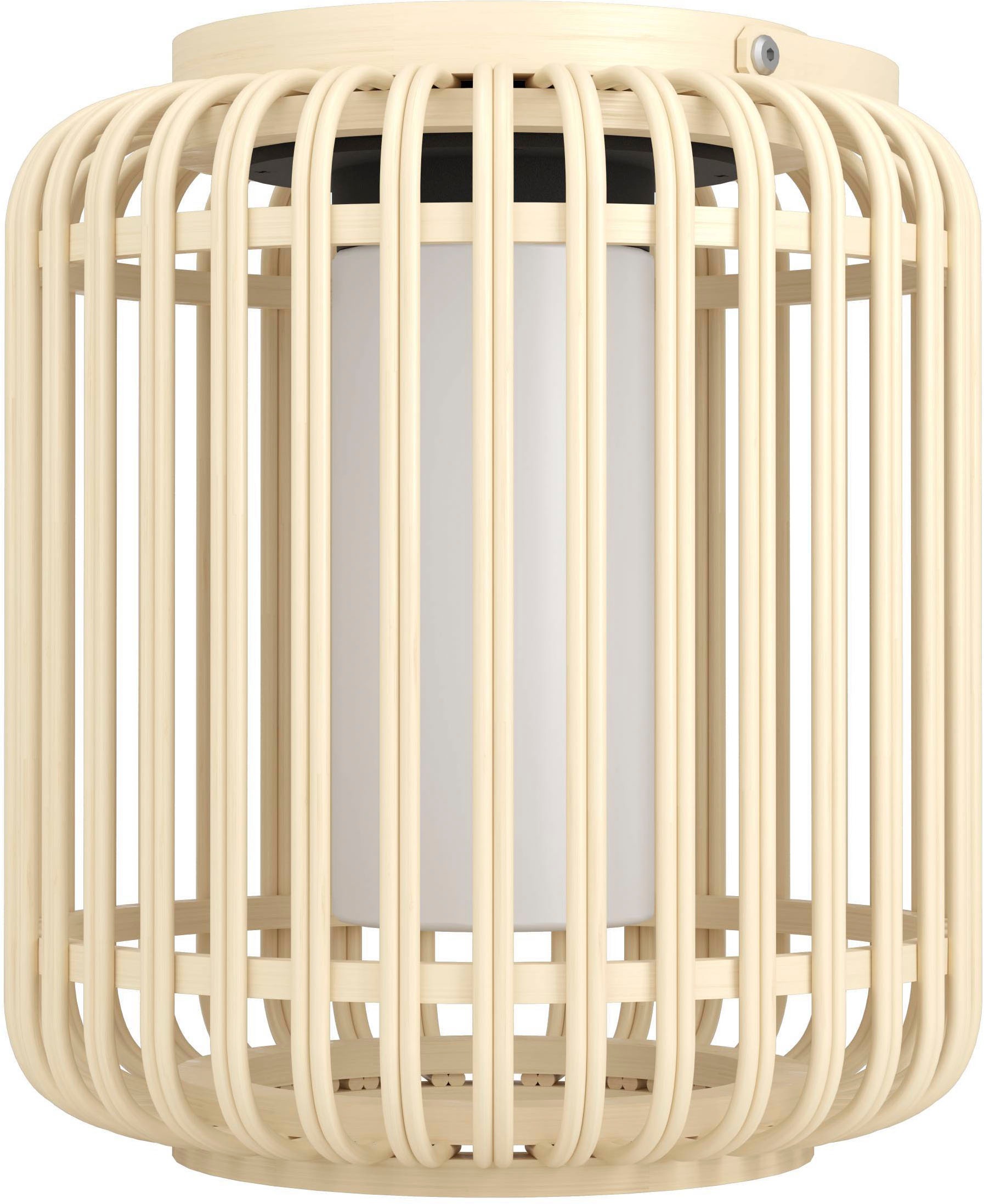 EGLO Tischleuchte »Marliano Tischlampe, Solarlampe Boho, Windlicht, Rattan, IP44, Lampe« LED-Modul 1 Stk. Neutralweiß Tischleuchte - H24 x Ø21 cm - braun, schwarz - 3,3W inkl.