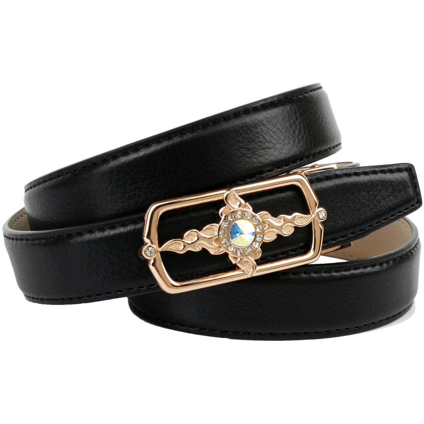 Anthoni Crown Ledergürtel mit exclusiver goldfarbener Schließe