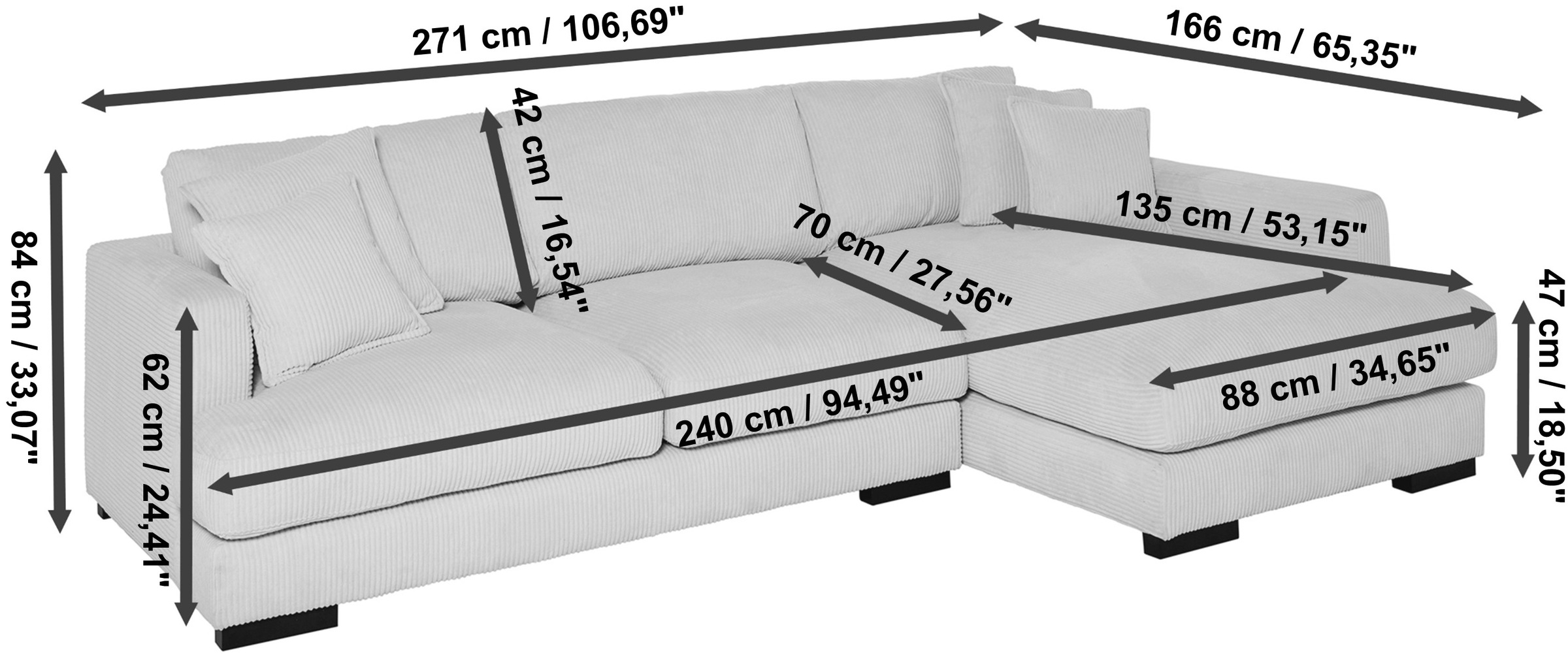 Jahnke Ecksofa »RELAX ASPEN CORNER« Platz für bis zu 5 Personen,Taschenfederkernpolsterung,L-Form,B:271 cm