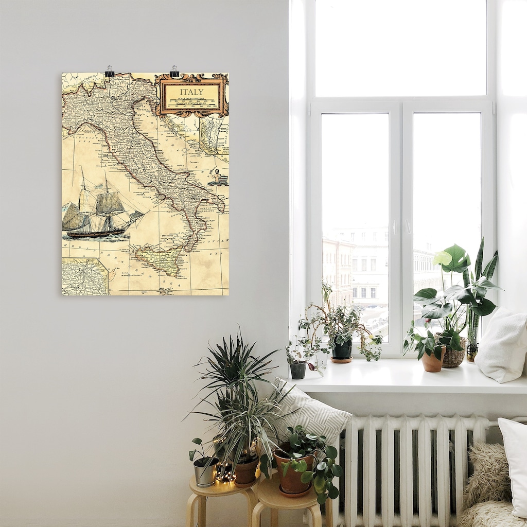 Artland Wandbild »Italienkarte«, Landkarten, (1 St.)