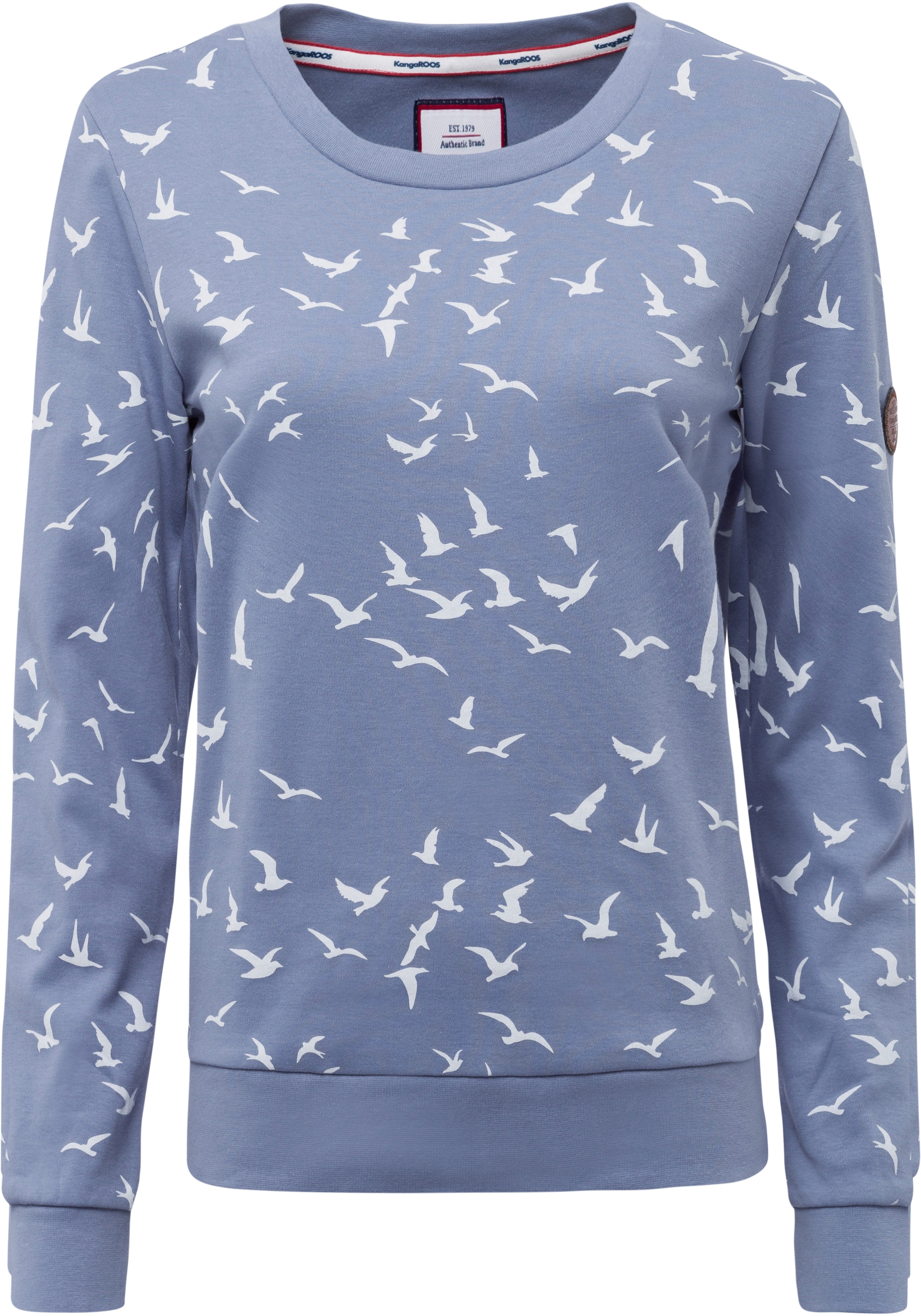 KangaROOS Sweatshirt, Langarm, figurumspielender Schnitt, bedruckt, Rundhalsausschnitt