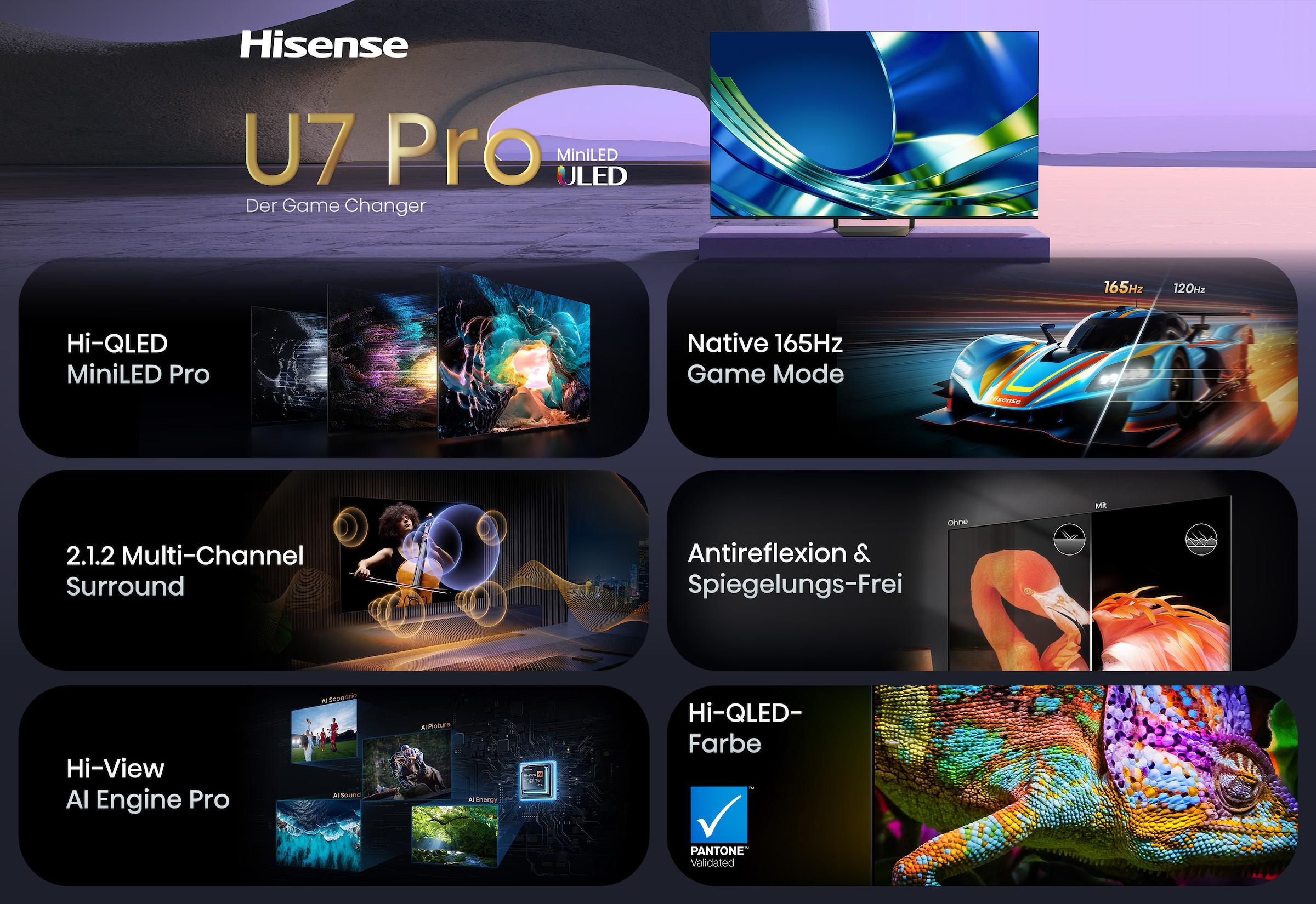 Hisense Mini-LED-Fernseher »75U7DS PRO« 189 cm/75 ″ Smart-TV