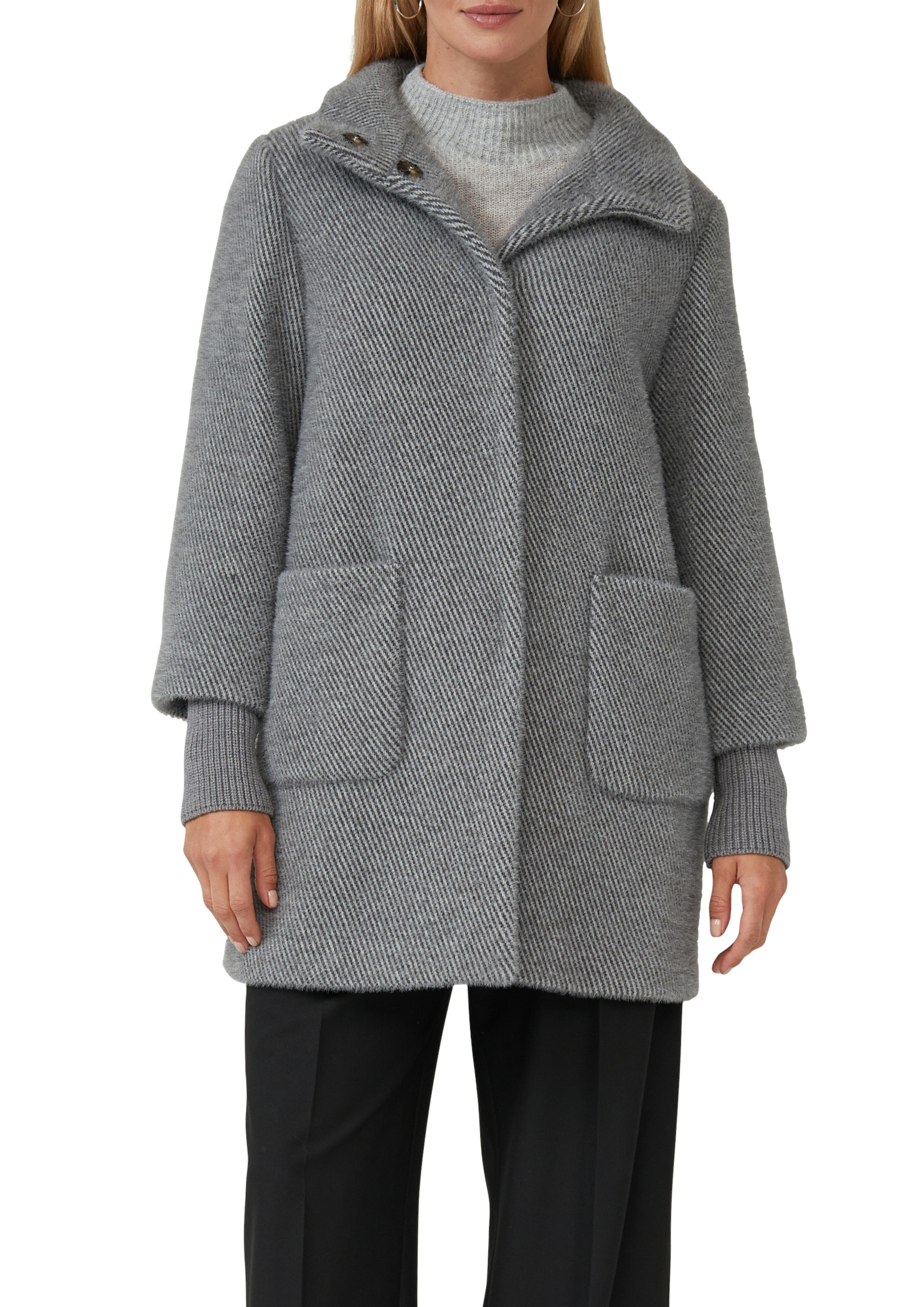 s.Oliver BLACK LABEL, Damen, Wintermantel mit Stehkragen, GREY, 36, GREY, Damen-Mantel von s.OLIVER Black Label