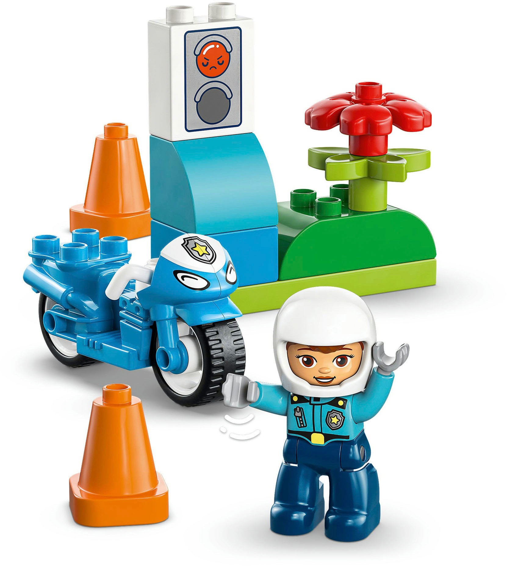 LEGO® Konstruktionsspielsteine »Blaues Polizeimotorrad (10471), LEGO DUPLO Town«