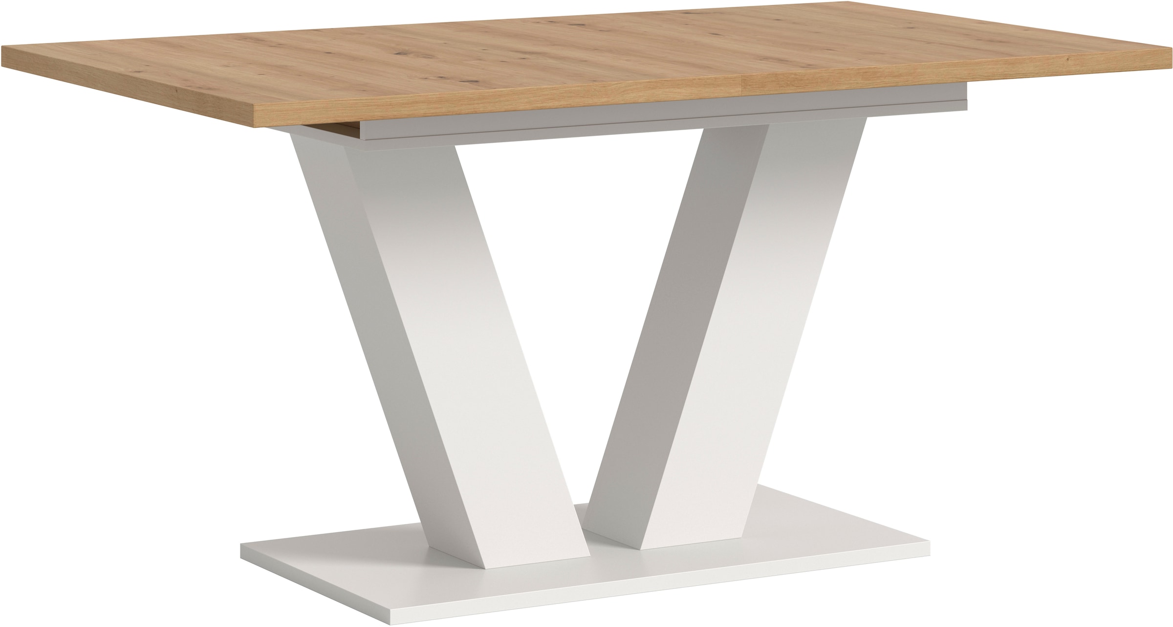 Home affaire Esstisch "Motus, ausziehbar 150 -190 cm, inklusive 40 cm Einlegeplatte" Set, 1 Stk. tlg. V-Gestell mit Bodenplatte, Tisch, Küchentisch, Esszimmer, Küche