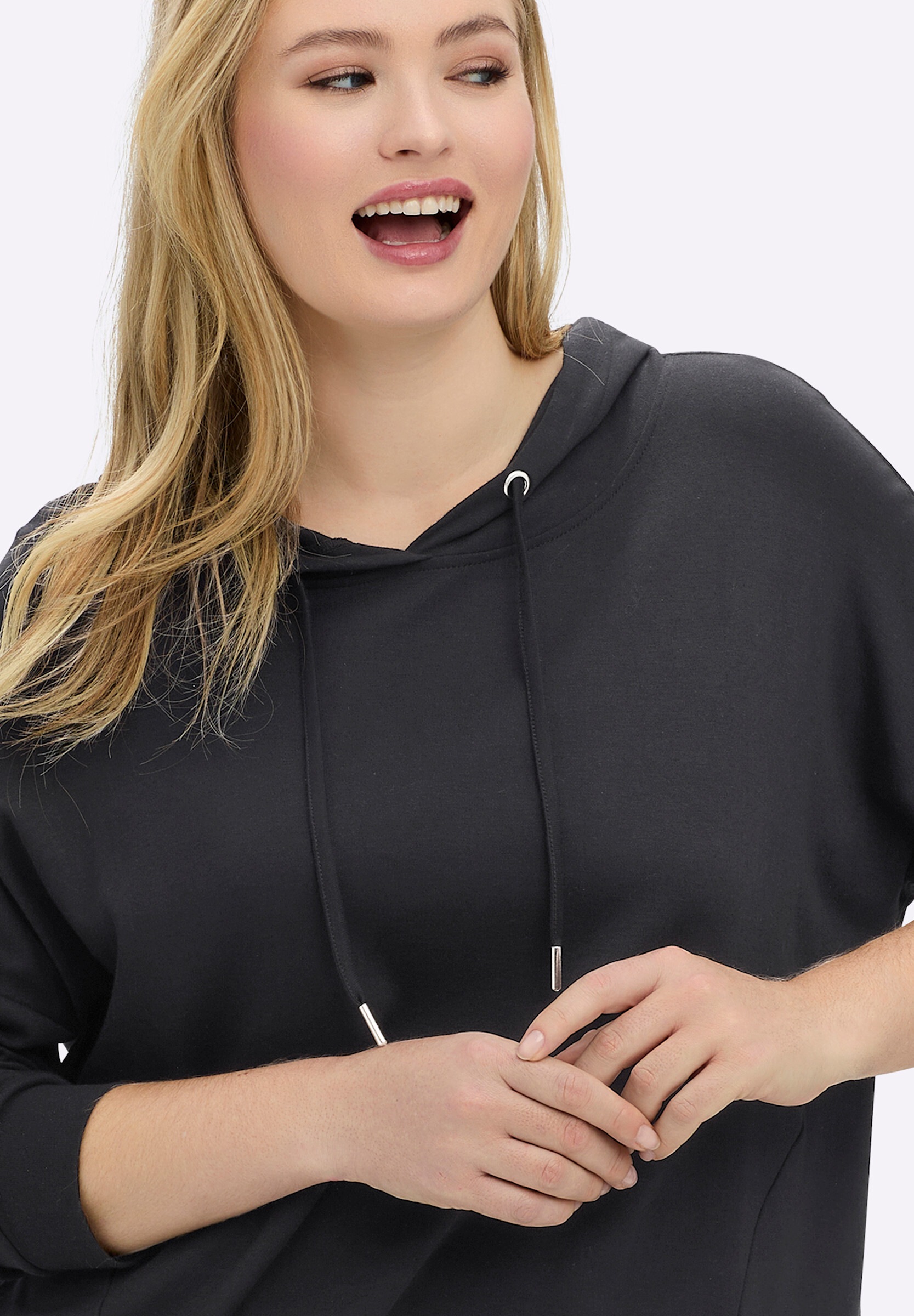 Sheego Sweatshirt »Sweatshirt Kapuzensweatshirt mit Rippbündchen«
