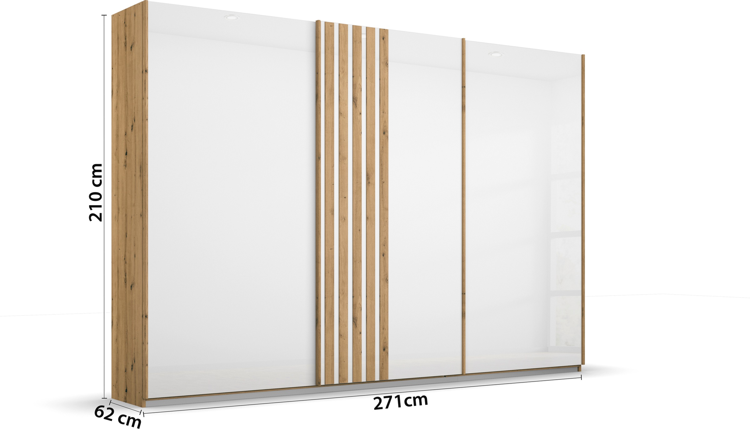 rauch Schwebetürenschrank »Mosbach«, in moderner Lamellen-Optik und Glasfront