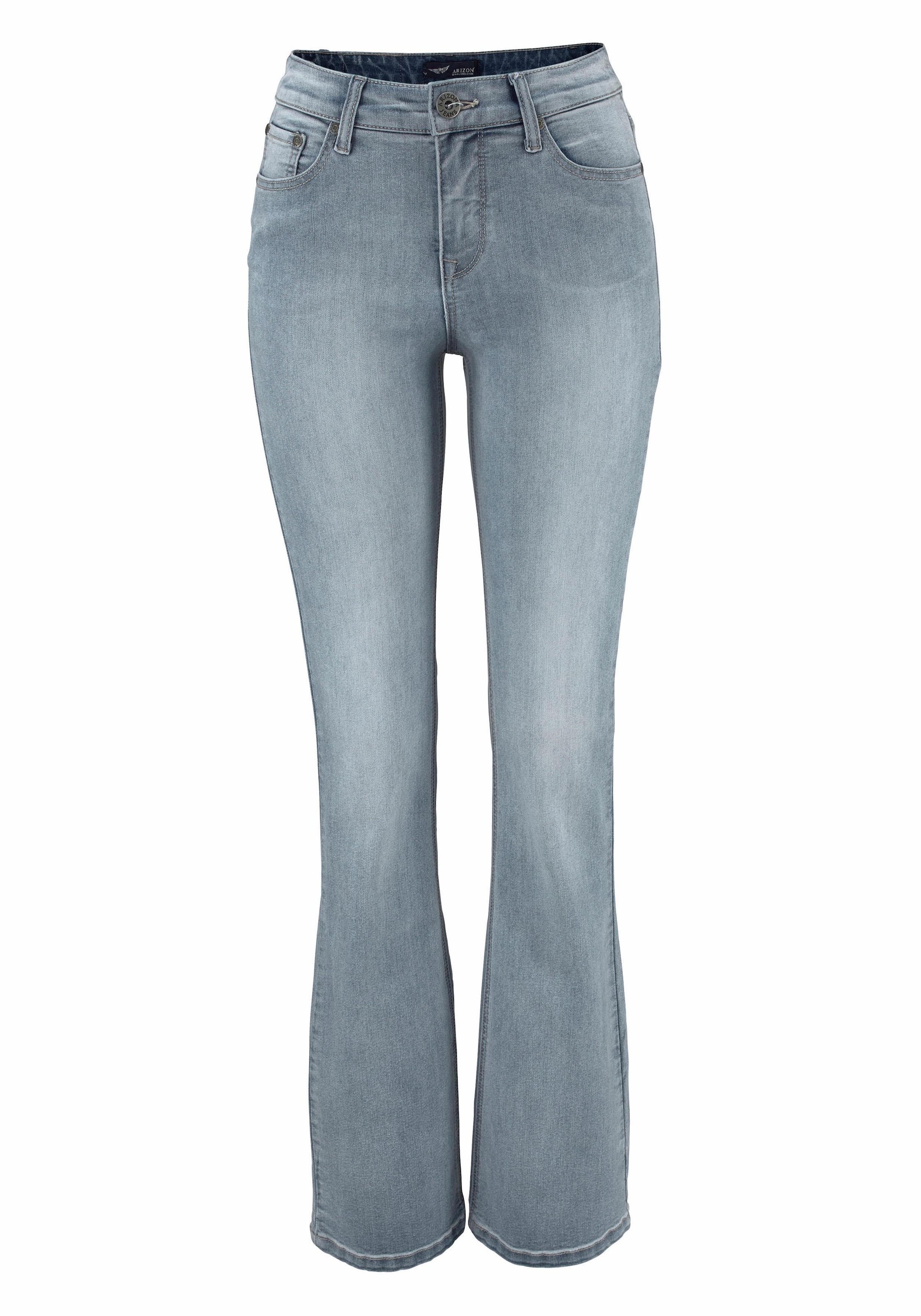 Arizona Bootcut-Jeans »Shaping«, elastische Passform, Bootcut-Beinform, Used-Waschung, hohe Taille