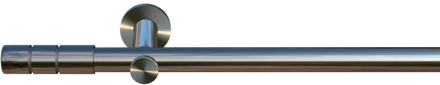 indeko, Gardinenstange »Hamburg« Ø 20 mm 1 läufig-läufig Wunschmaßlänge Komplett-Set inkl. Montagematerial, edelstahlfarben, Metall, B/L: 240 cm Ø 20 
