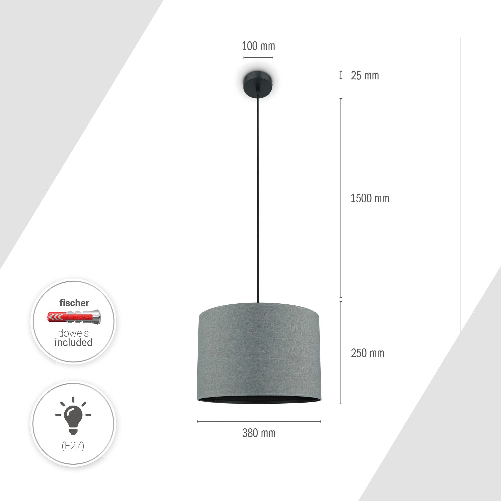 Paco Home Pendelleuchte »TOM«, 1 flammig, Leuchtmittel E27 | ohne Leuchtmittel, mit kompatiblen Dimmer und Leuchtmittel