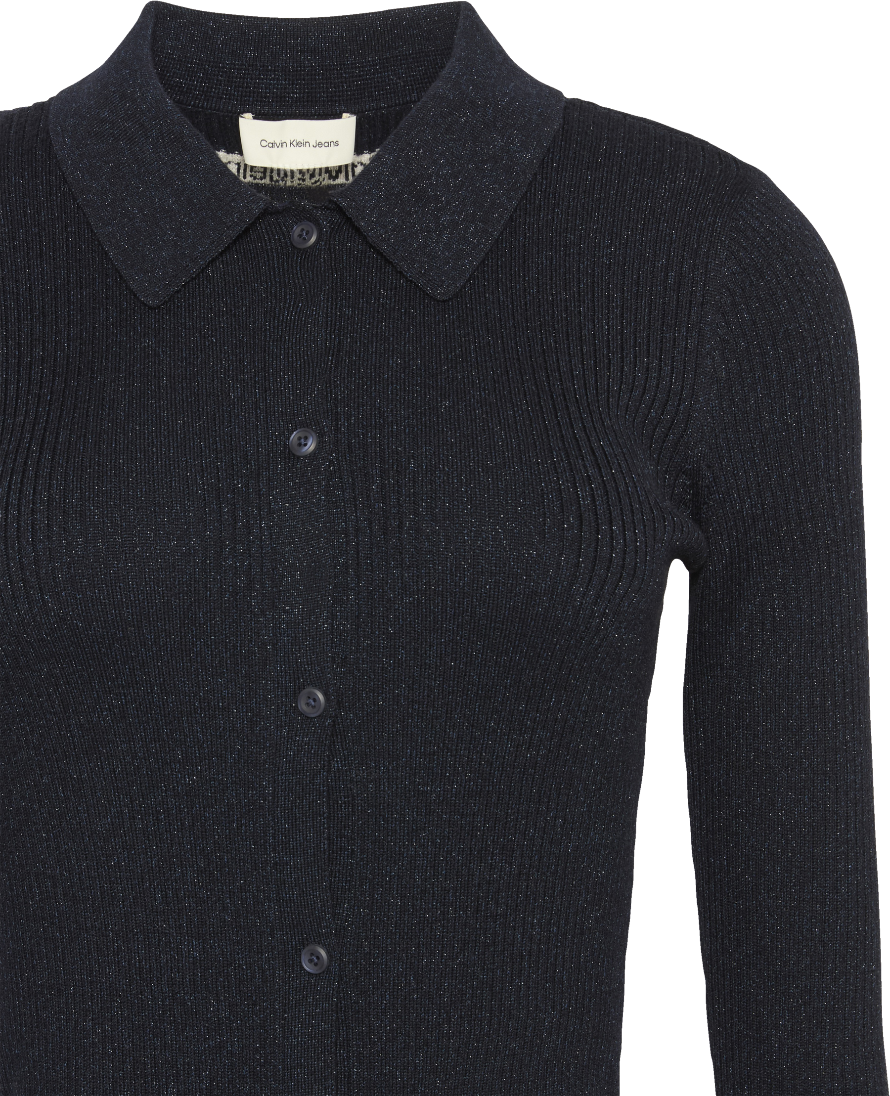 Calvin Klein Jeans Strickjacke Regular fit mit Glitzer und Rundhalsausschnitt