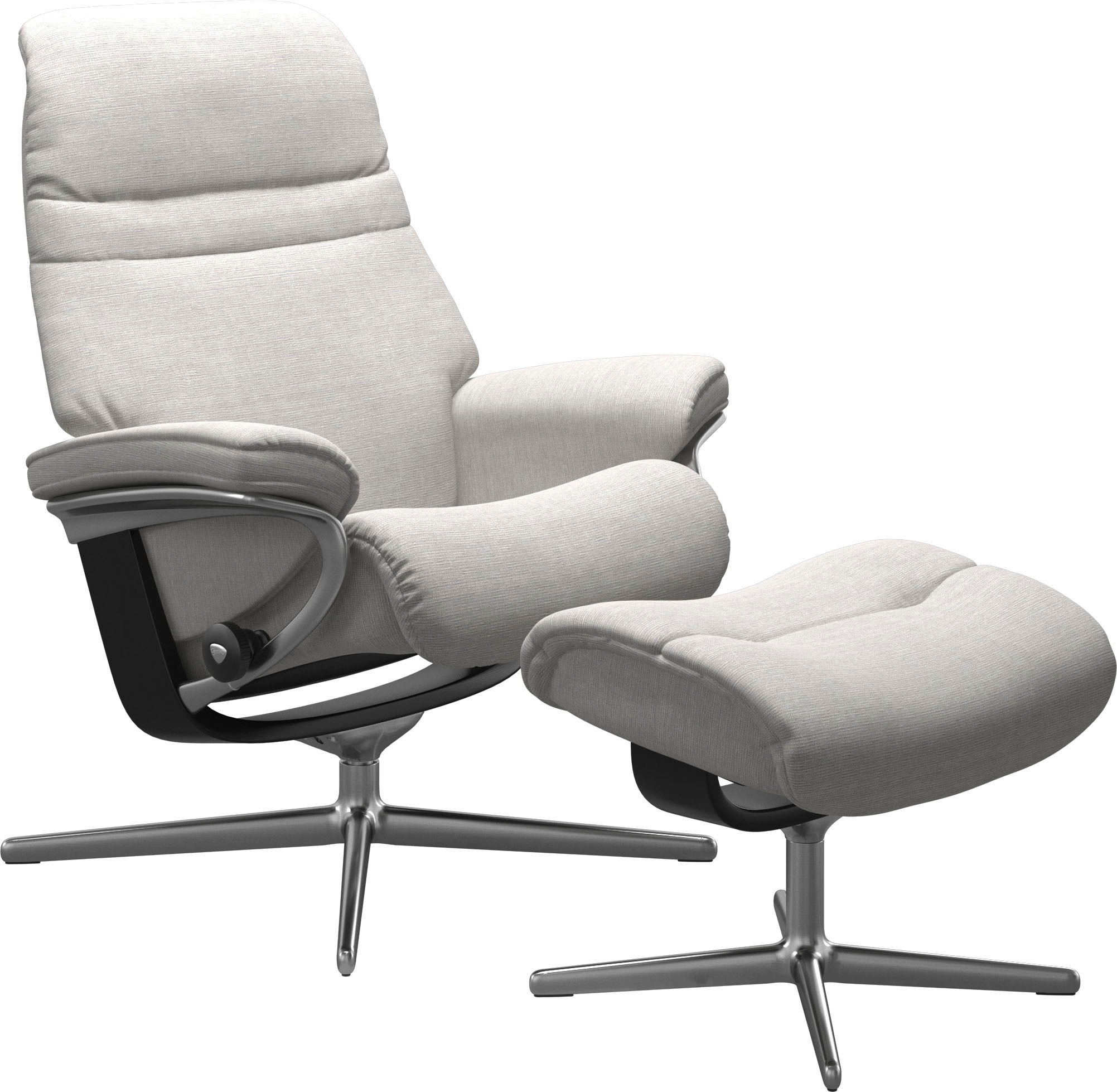 Stressless® Relaxsessel »Sunrise«, (Set, Relaxsessel mit Hocker), mit Hocker, mit Cross Base, Größe S, M & L, Holzakzent Schwarz