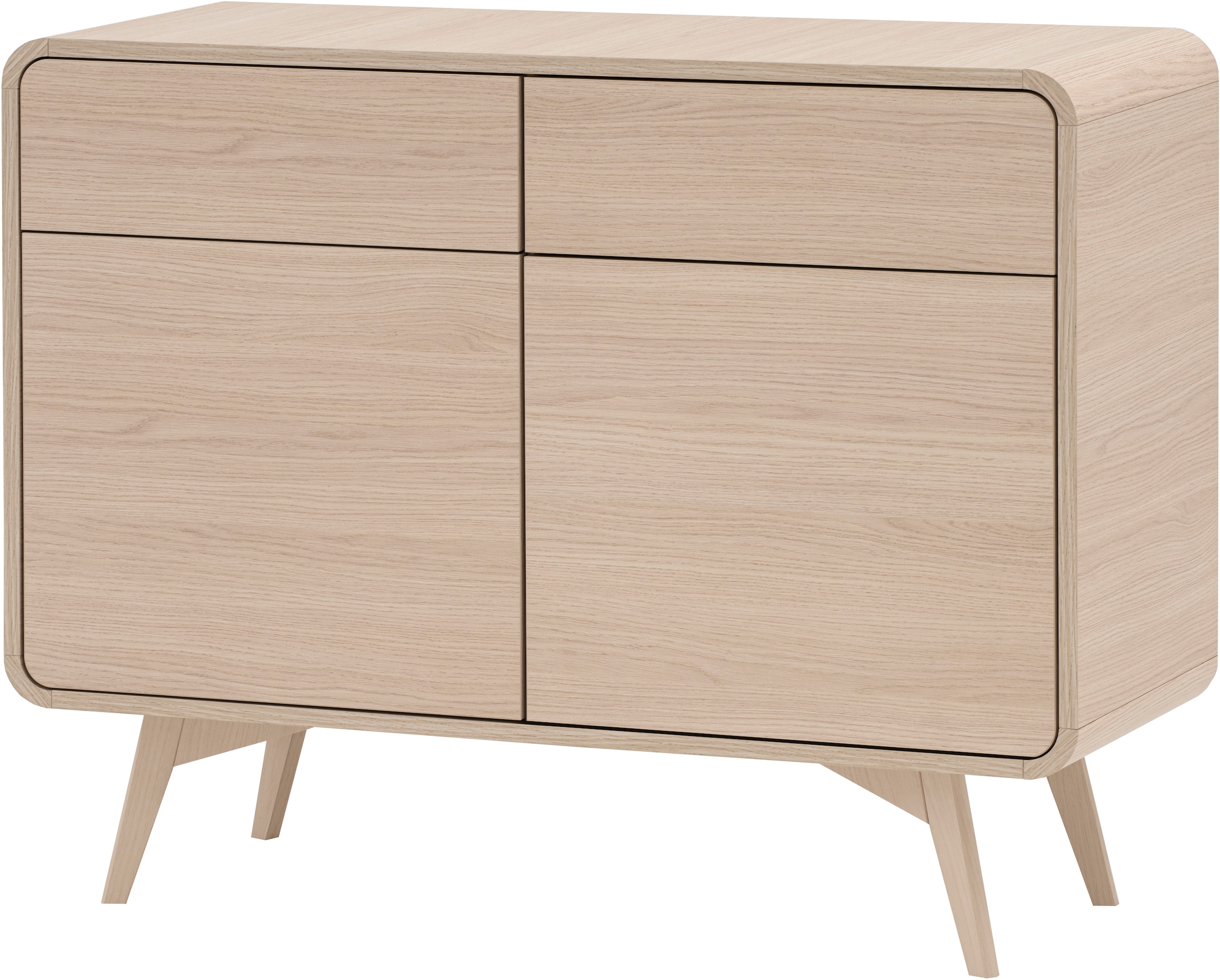 Home affaire Sideboard "Torsby, moderner Schrank, Kommode in Eiche Natur, 108 cm breit" abgerundete Ecken, ausreichend Stauraum, vielseitig einsetzbar