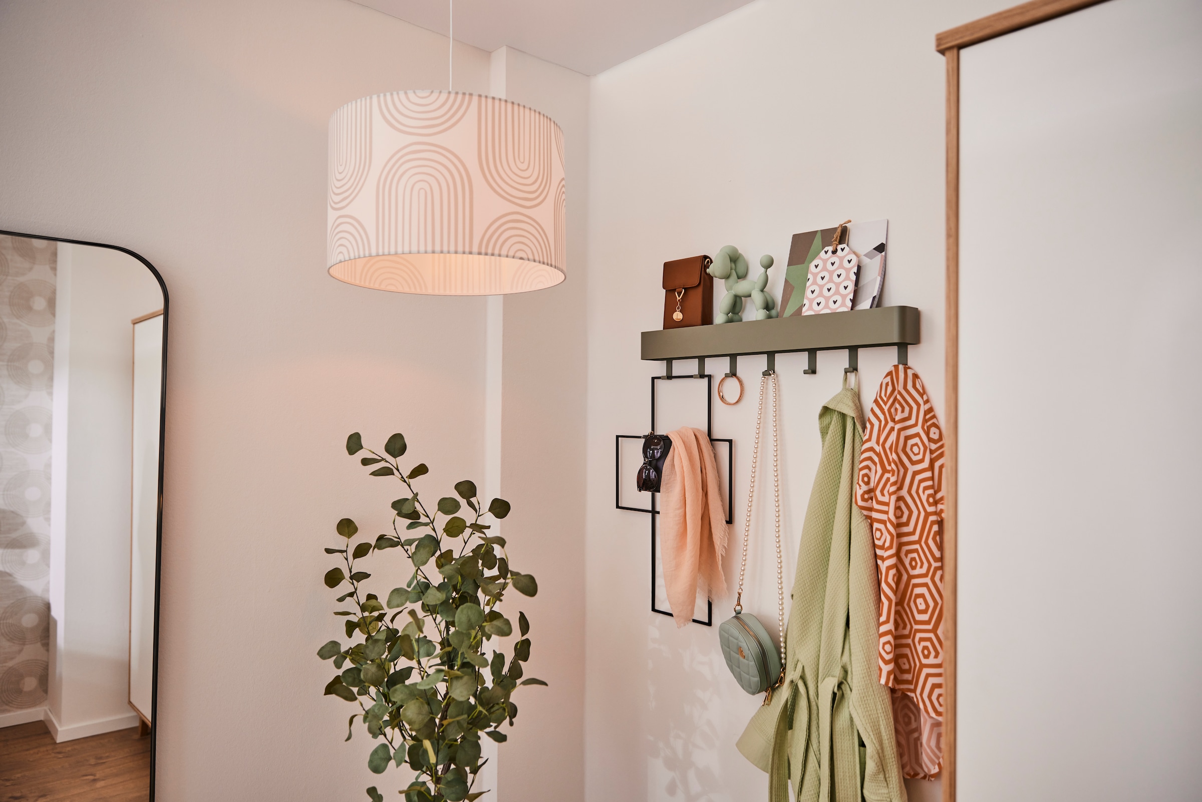 Paco Home Pendelleuchte »Hugo Pillar«, Leuchtmittel E27 | ohne Leuchtmittel, Pendelleuchte Esszimmer Wohnzimmerlampe Stoffschirm Modern Abstrakt