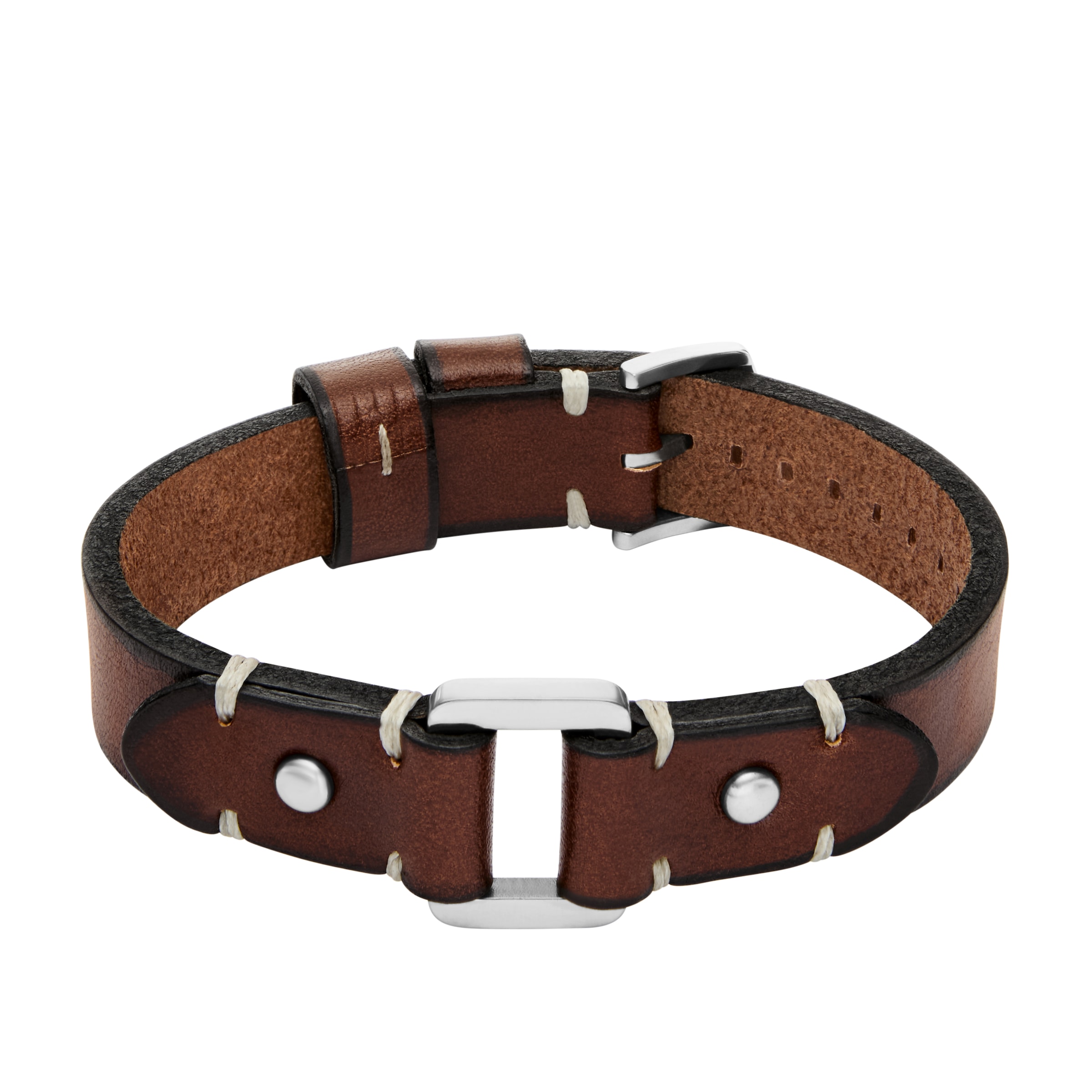 Fossil Armband »Schmuck Geschenk Edelstahl Leder Armschmuck MACHINE«
