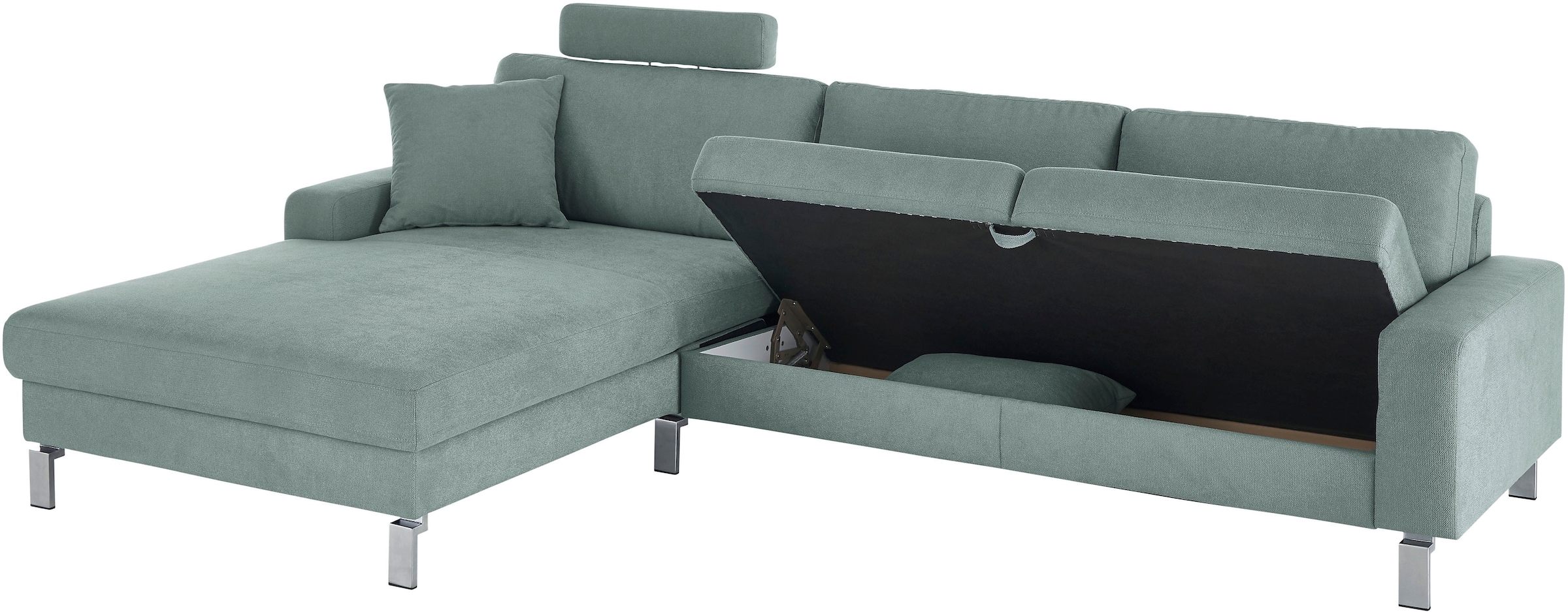 3C Candy Ecksofa »Lecce, wahlweise PUR-Schaumstoff oder Tonnentaschenfederkern«, Bett im 2,5-Sitzer, teilmotorische Schlaffunktion im Longchair, L-Form
