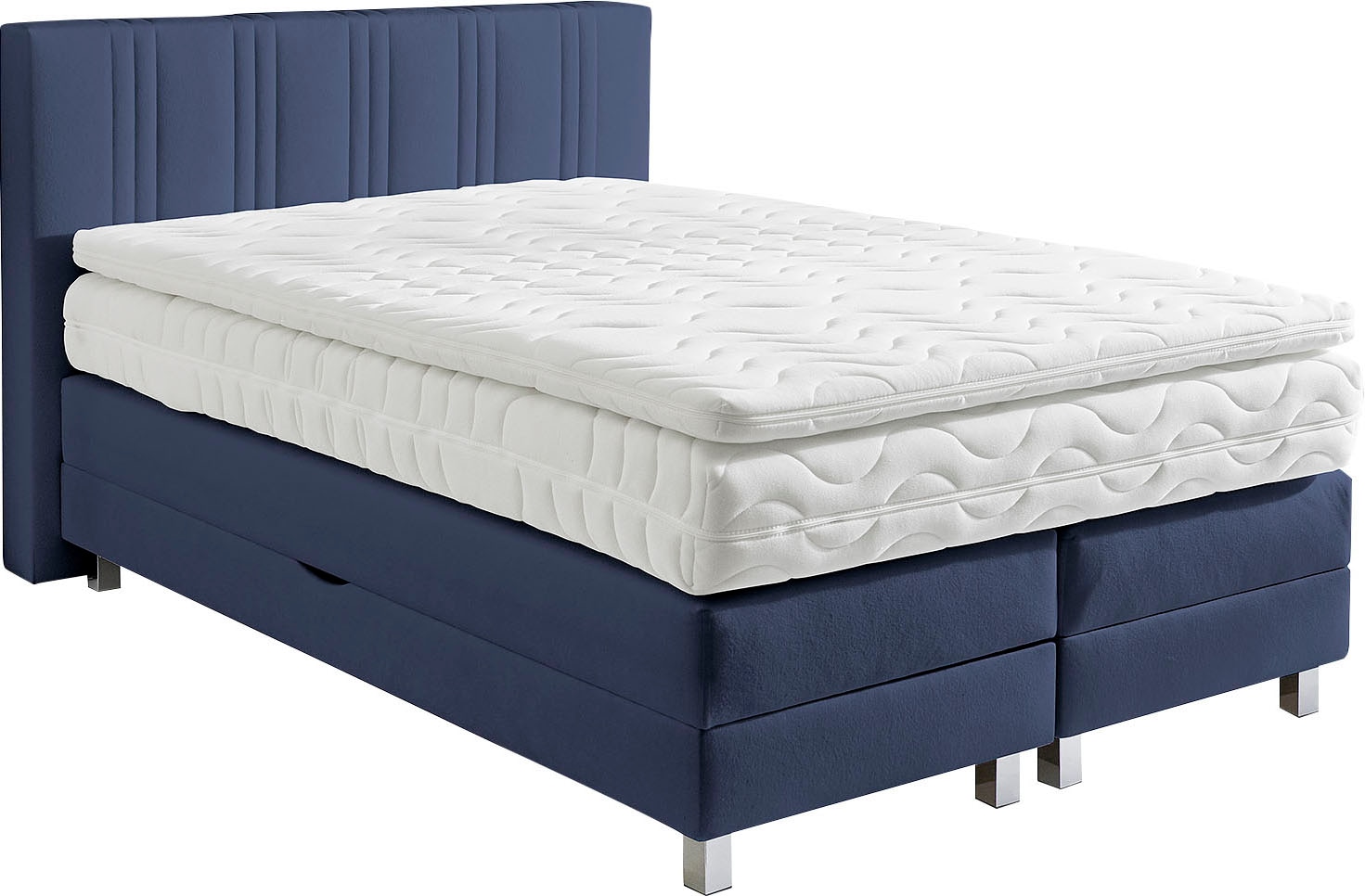 Westfalia Schlafkomfort, Boxspringbett wahlweise mit Bettkasten und Topper, navy, Bezug: 100% Polyester;Polsterung: 100% Polyester, Microvelours Ohne 