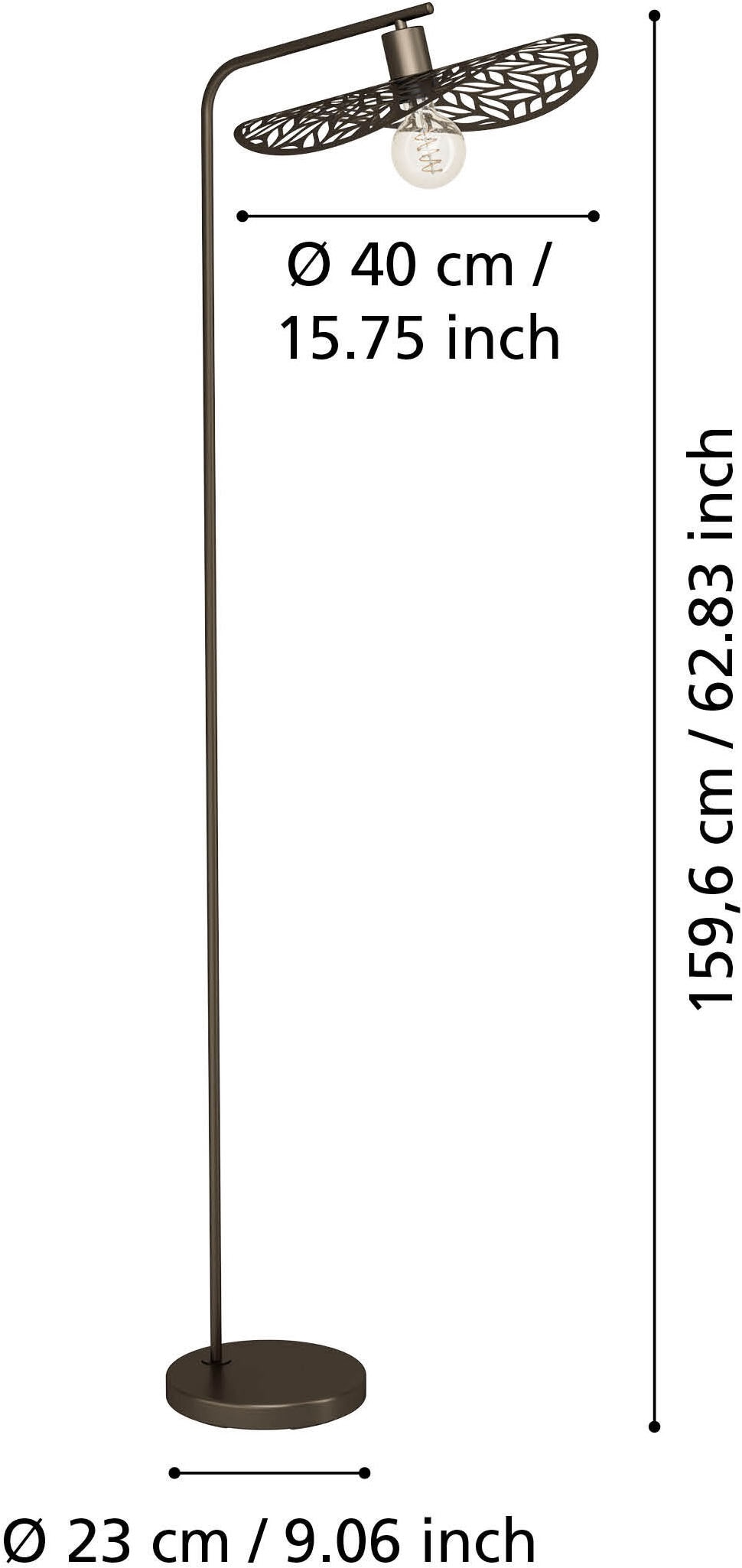 EGLO Stehlampe »SWABY Stehlampe - Stahl - E27 - 1X60W - IP20« E27 1 Stk. Standlampe Wohnzimmer, Fußtrittschalter, L51 x B40 x H159,5 cm