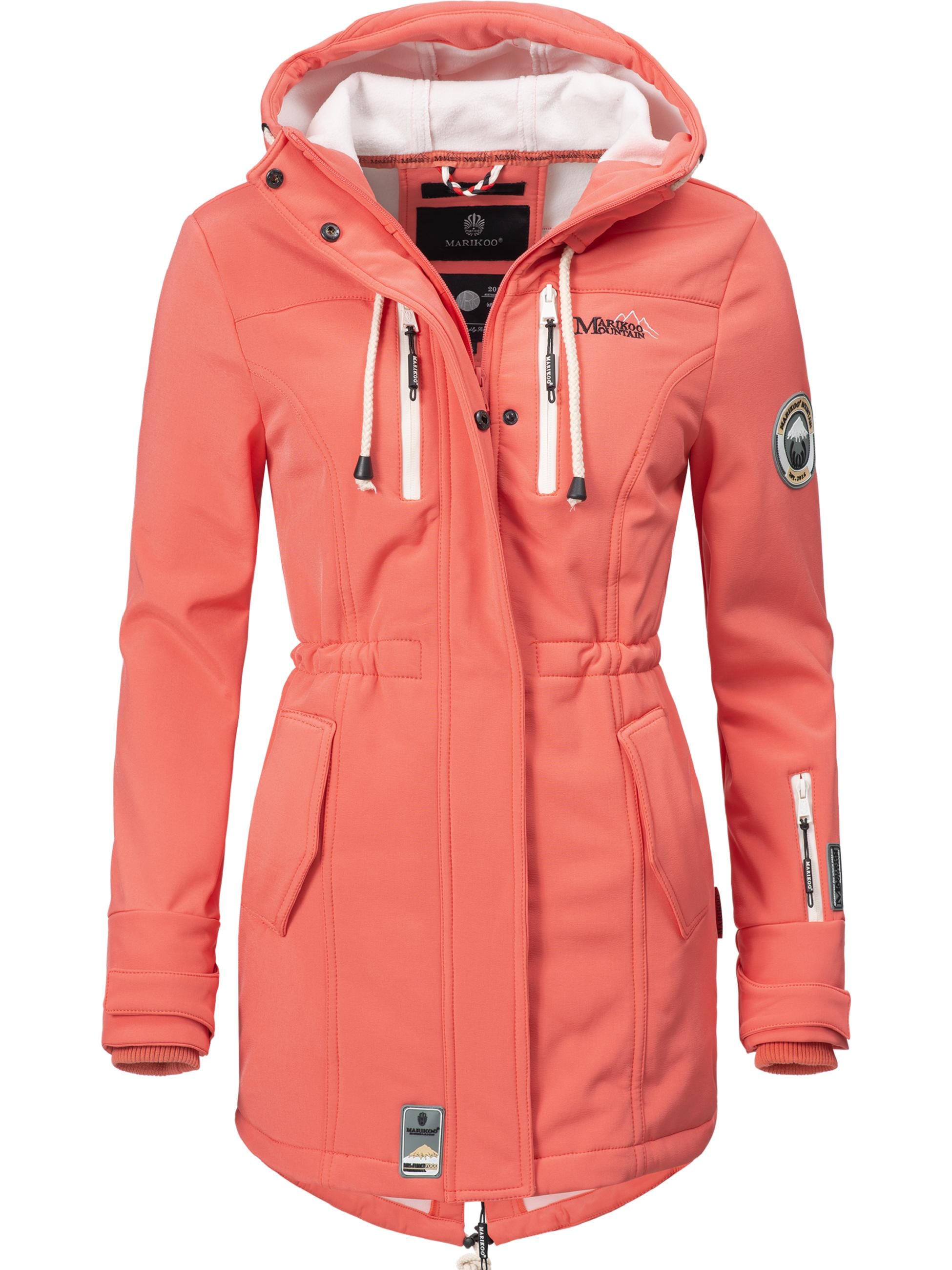 Marikoo, Damen, Funktionsparka »Funktionsmantel Zimtzicke«, Coral, XS, Coral, Stylischer Kurzmantel mit Kapuze und dicken Tunnelzugkordeln