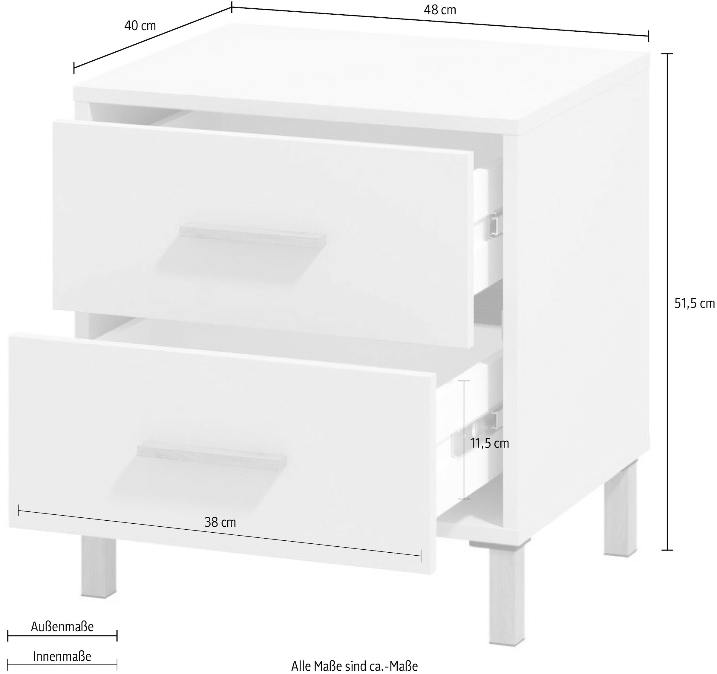 Home affaire Nachtkommode »Belfort Nachtschrank Nachttisch Made in Europe« mit 2 oder 3 Schubladen, FSC®-zertifizierter, Trendfarbe cashmere