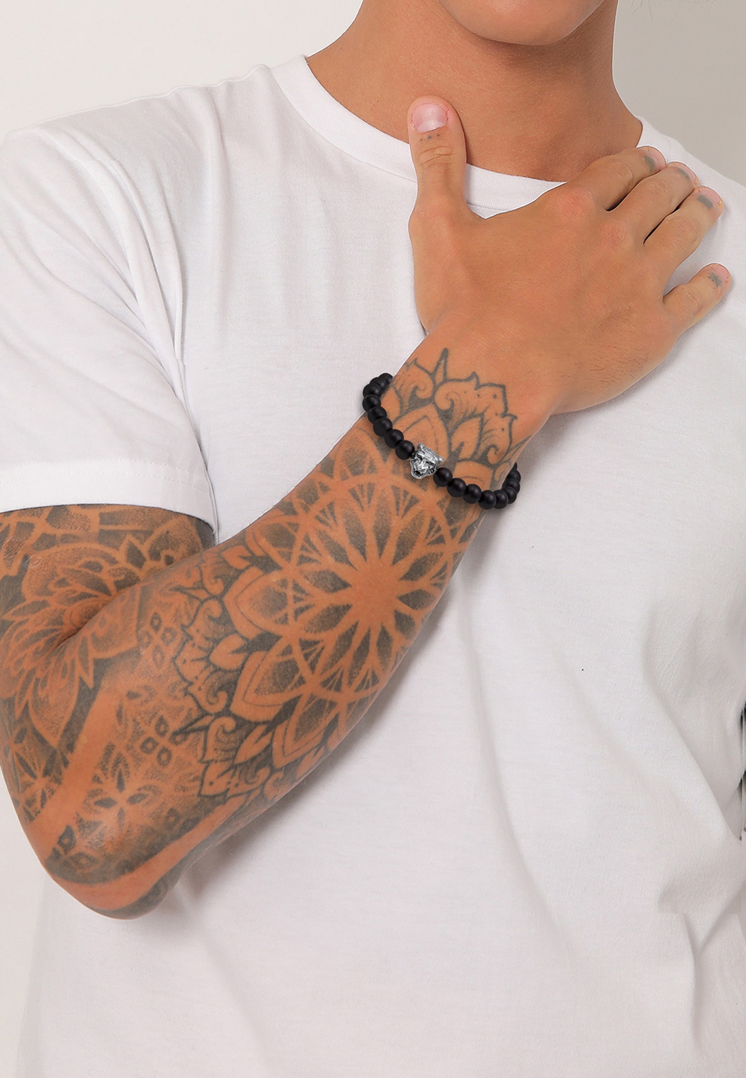 Kuzzoi Armkette »Armband Herren Tiger Onyx Schwarz 925 Sterling Silber«
