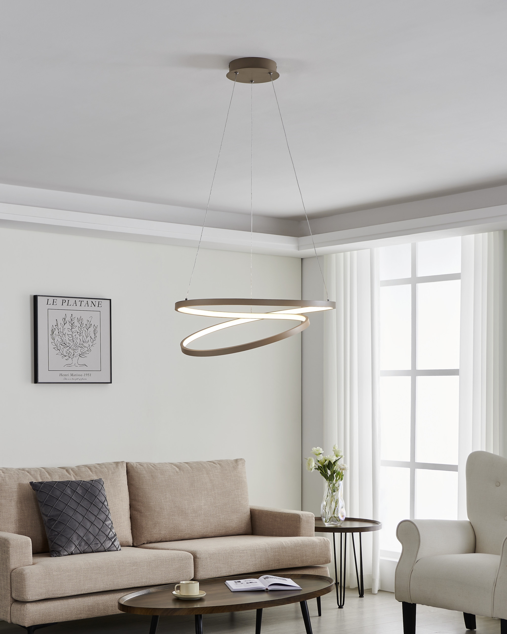 EGLO Hängeleuchte »RUOTALE Pendellampe - Alu, Stahl - LED - 36W - IP20« LED-Modul 1 Stk. Warmweiß Hängelampe, Deckenlampe, Wohnzimmer, Esszimmer, H150 x Ø55 cm