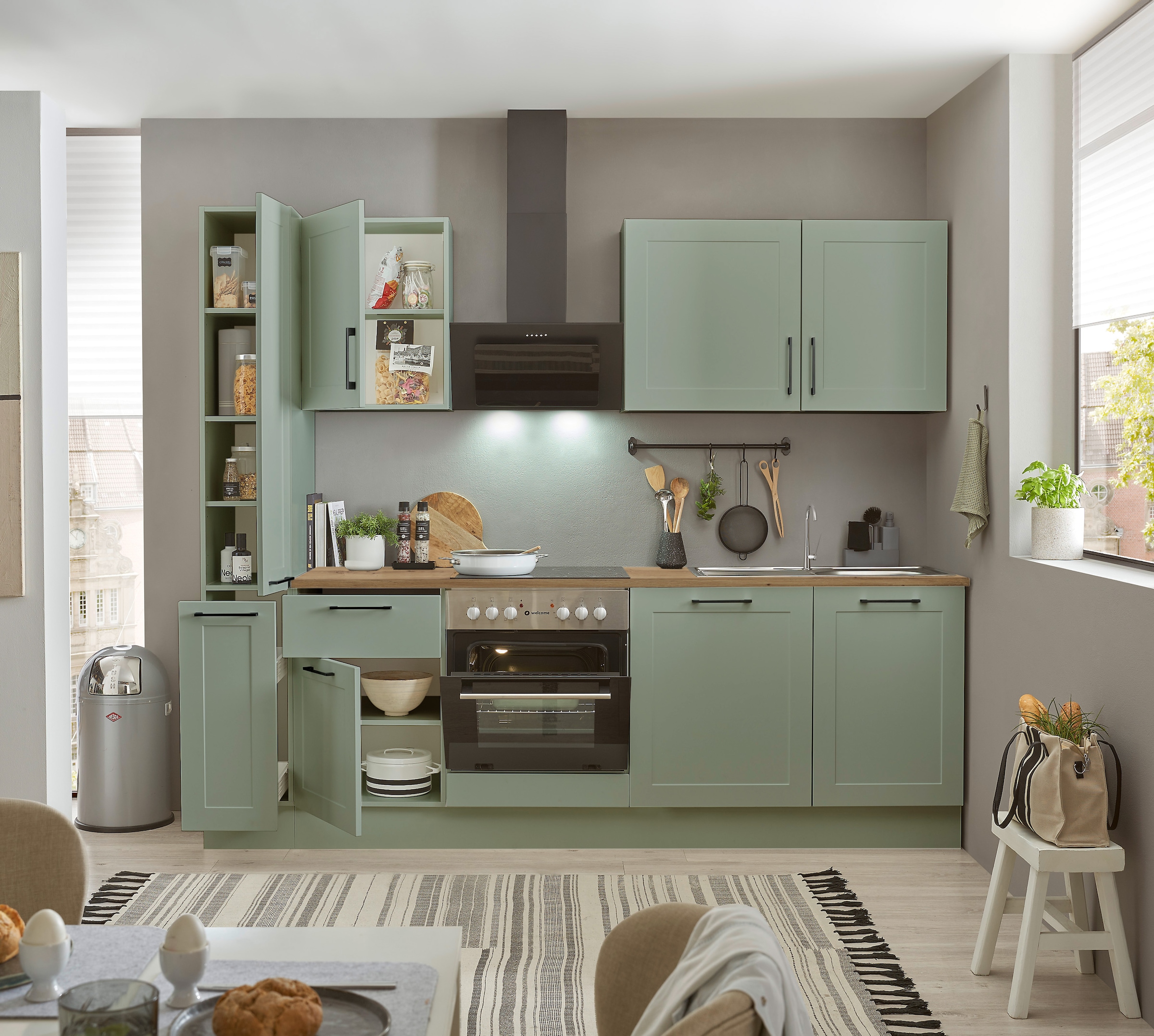 BASIC by Balculina Küchenzeile »Marsi« Breite 250 cm, wahlweise mit E-Geräten, Soft-Close-Funktion