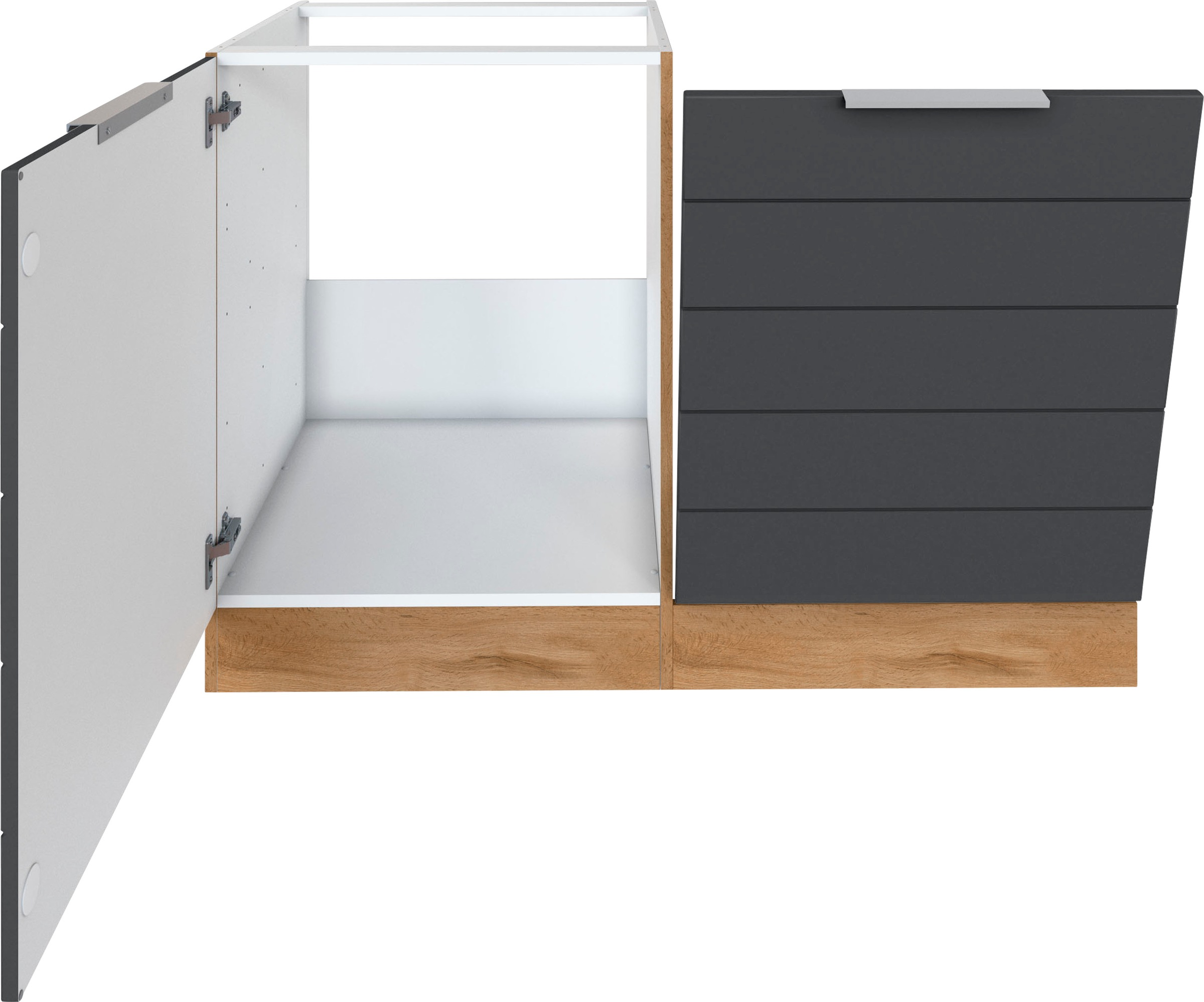 KOCHSTATION Spülenschrank »KS-Luhe« 120 cm breit, hochwertige MDF-Fronten mit waagerechter Lisene