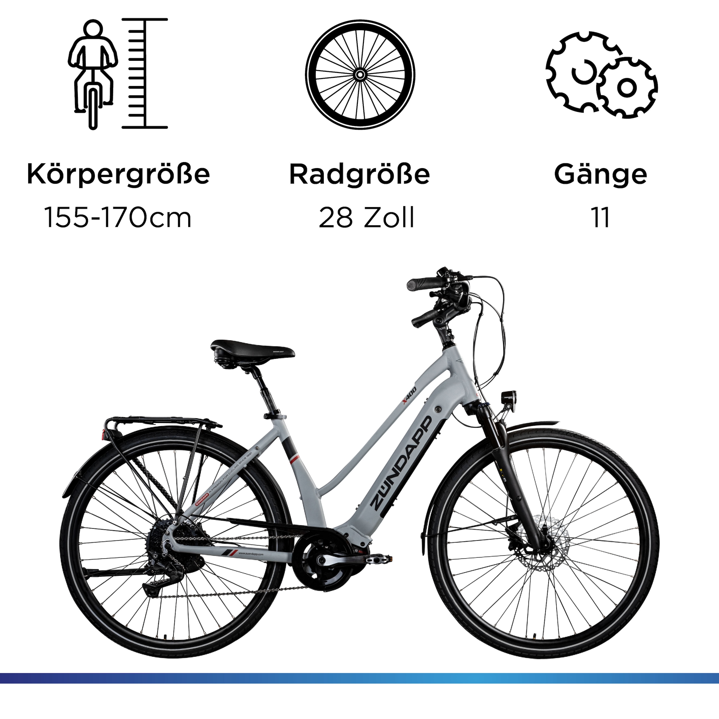 Zündapp E-Bike »X400«, 11 Gang, Shimano, Deore XT, Mittelmotor 250 W, Pedelec, Elektrofahrrad für Damen u. Herren