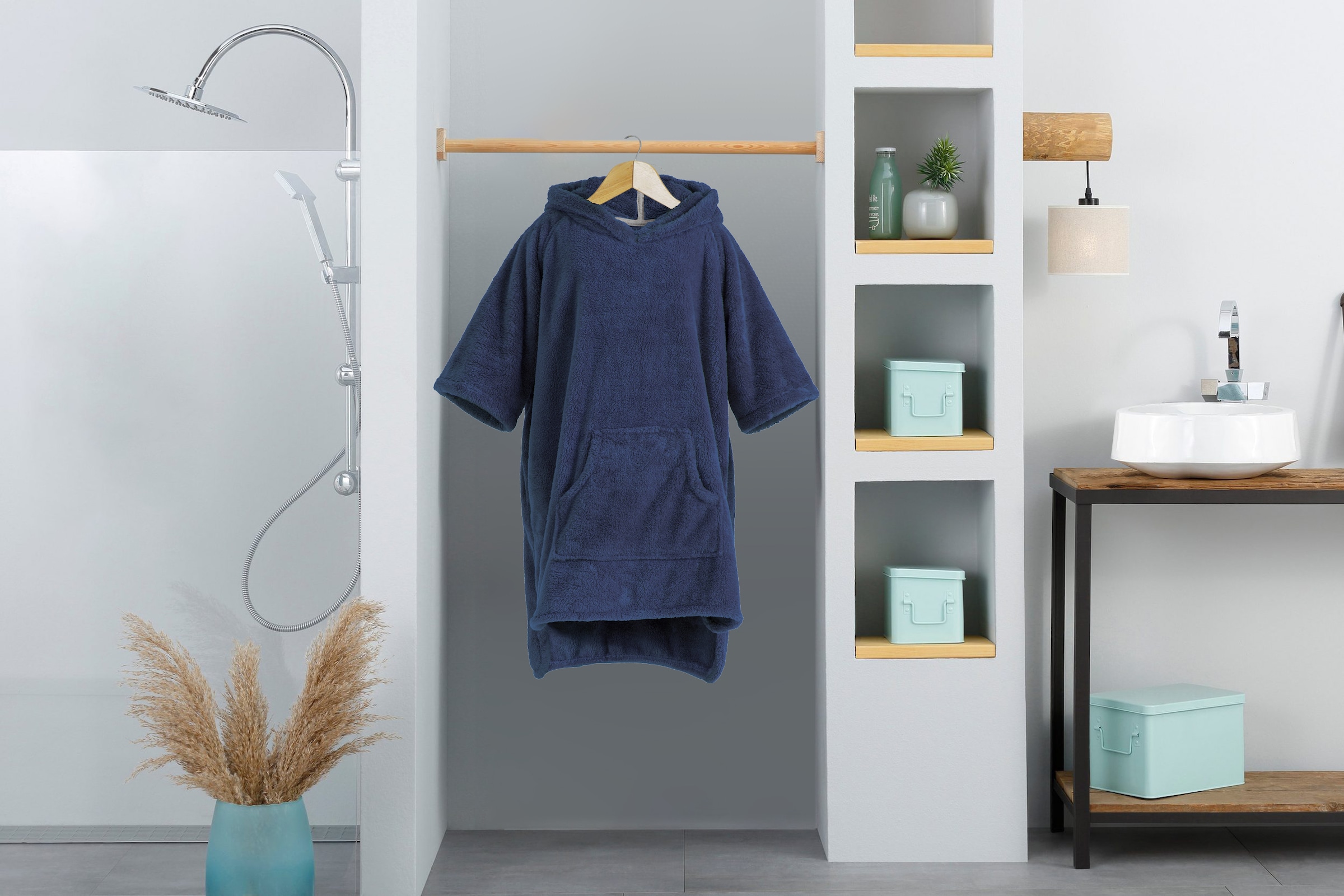 my home Badeponcho »Lillou, für Kinder, ideal für Urlaub oder im Schwimmbad«, (1 St.), weich und kuschelig, Fleece, plüsch, Surfponcho