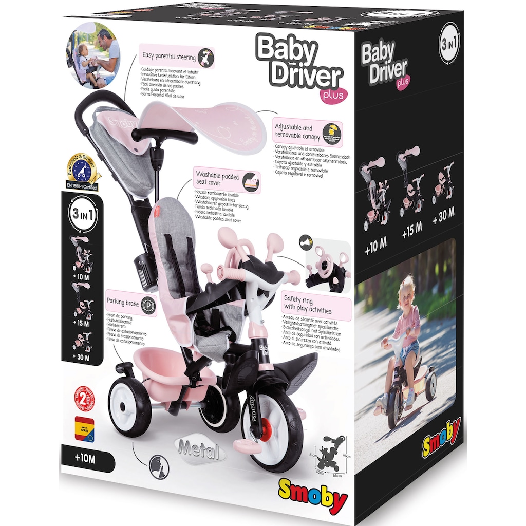 Smoby Dreirad »Baby Driver Plus, rosa«