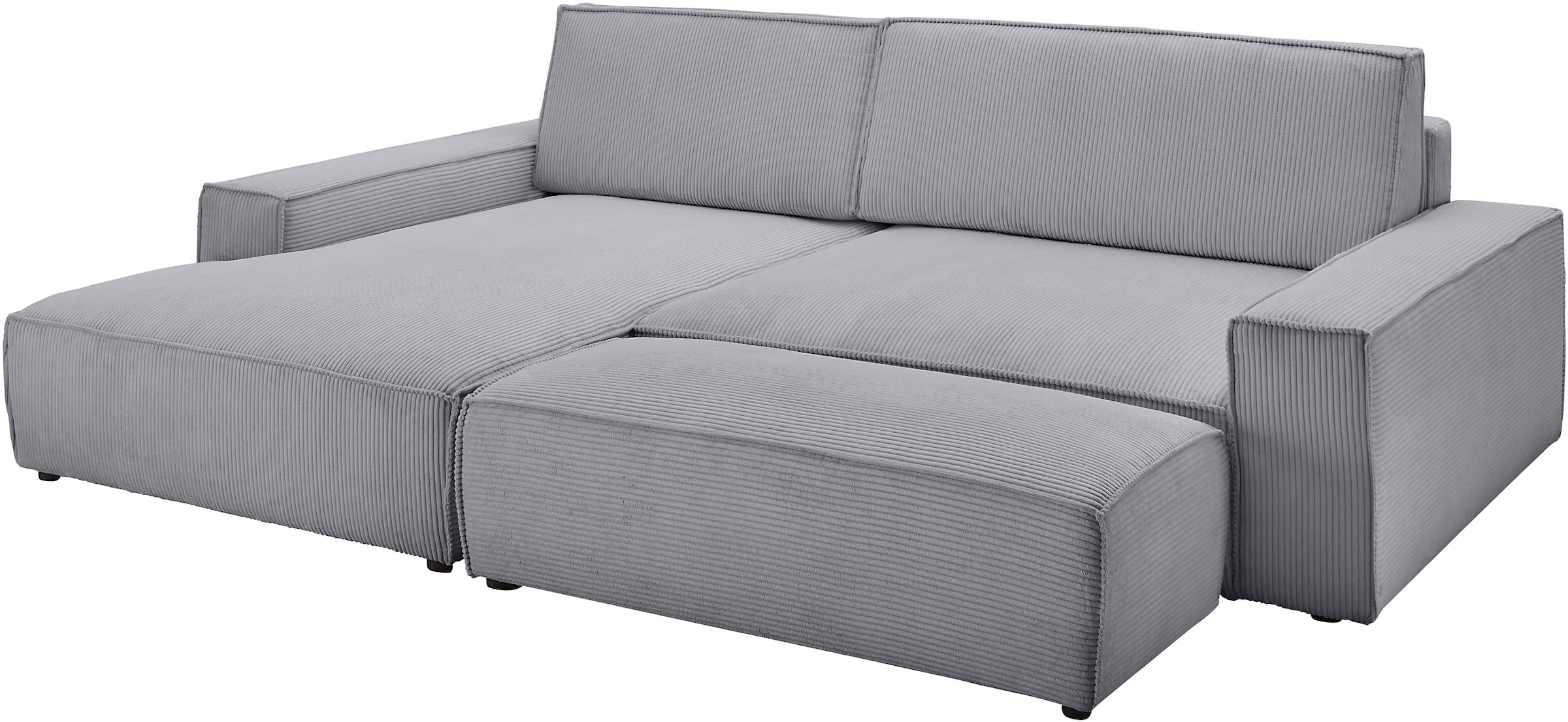 Home affaire Polsterecke »NEU: SHERWOOD XXL tief, L-Form mit Schlaffunktion, Big-Sofa mit Hocker«, (Set, 2 St.), stellbar zum Schlafsofa (Krokodilverbinder), Cord, Leinenoptik